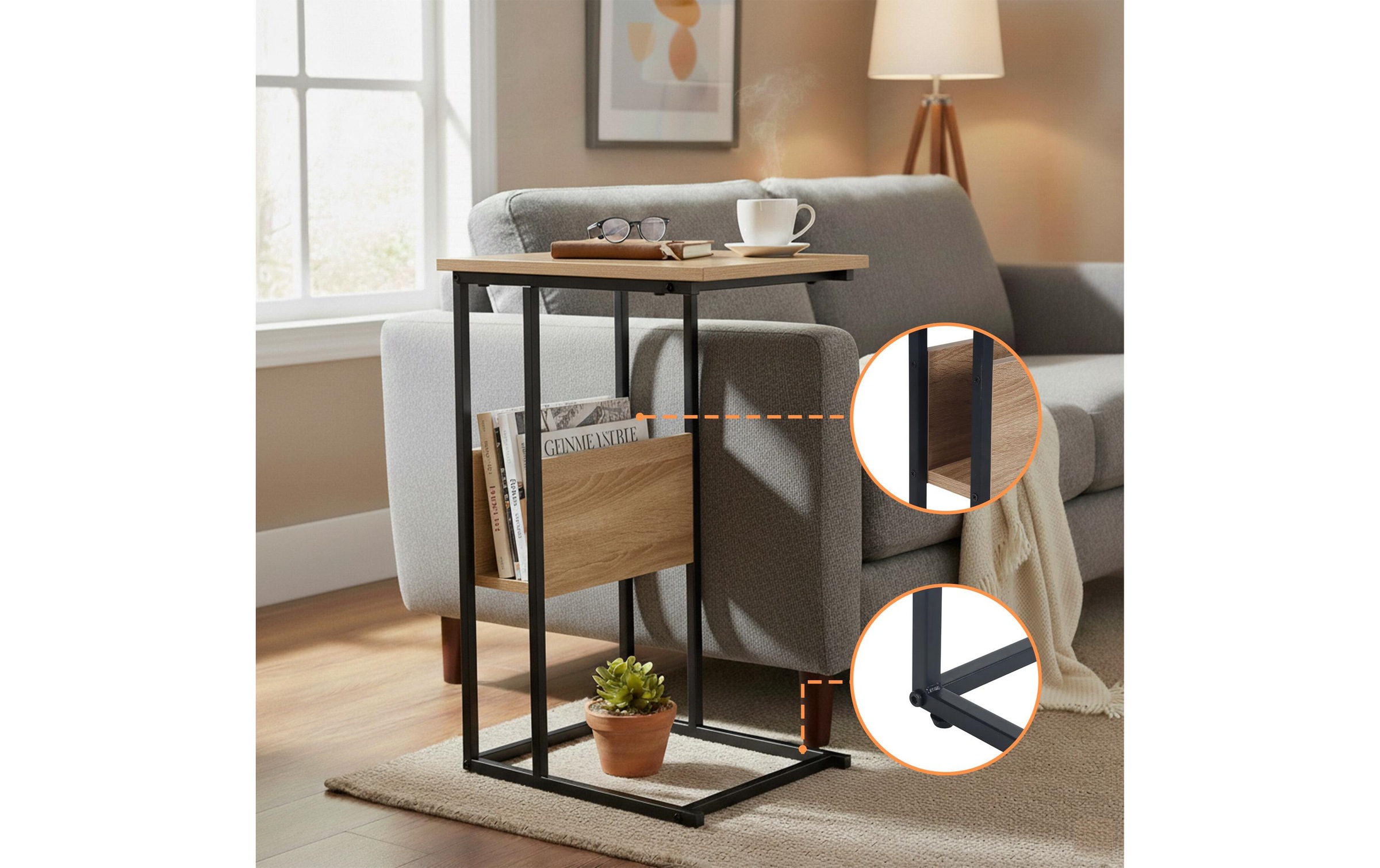 relaxdays Beistelltisch »in C-Form 60 x 55 cm«