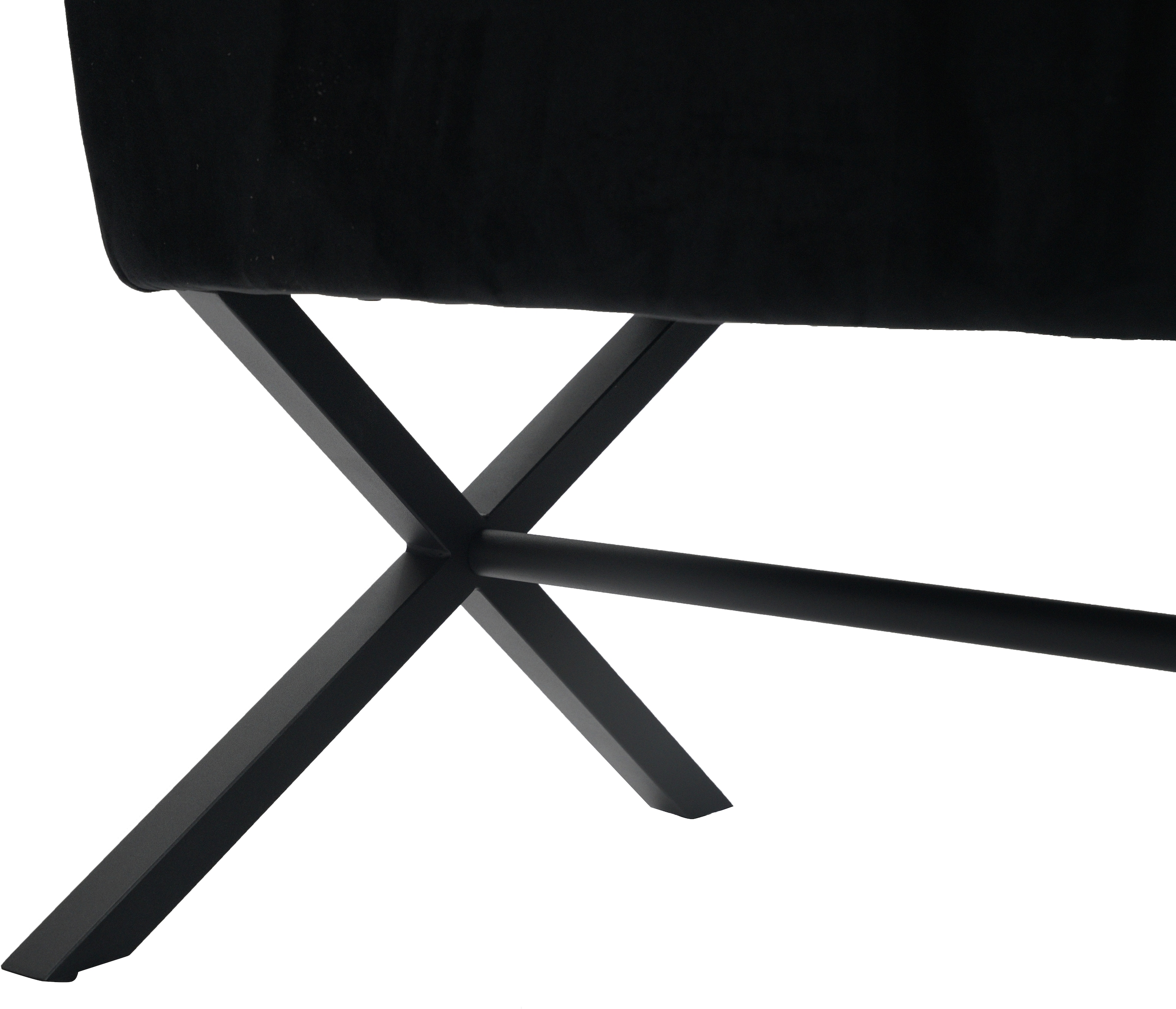 GOODproduct Banc rembourré »Narzisse« Banquette de salle à manger, banc, banquette,  Structure en X en métal noir, velours facile d'entretien, 140 cm