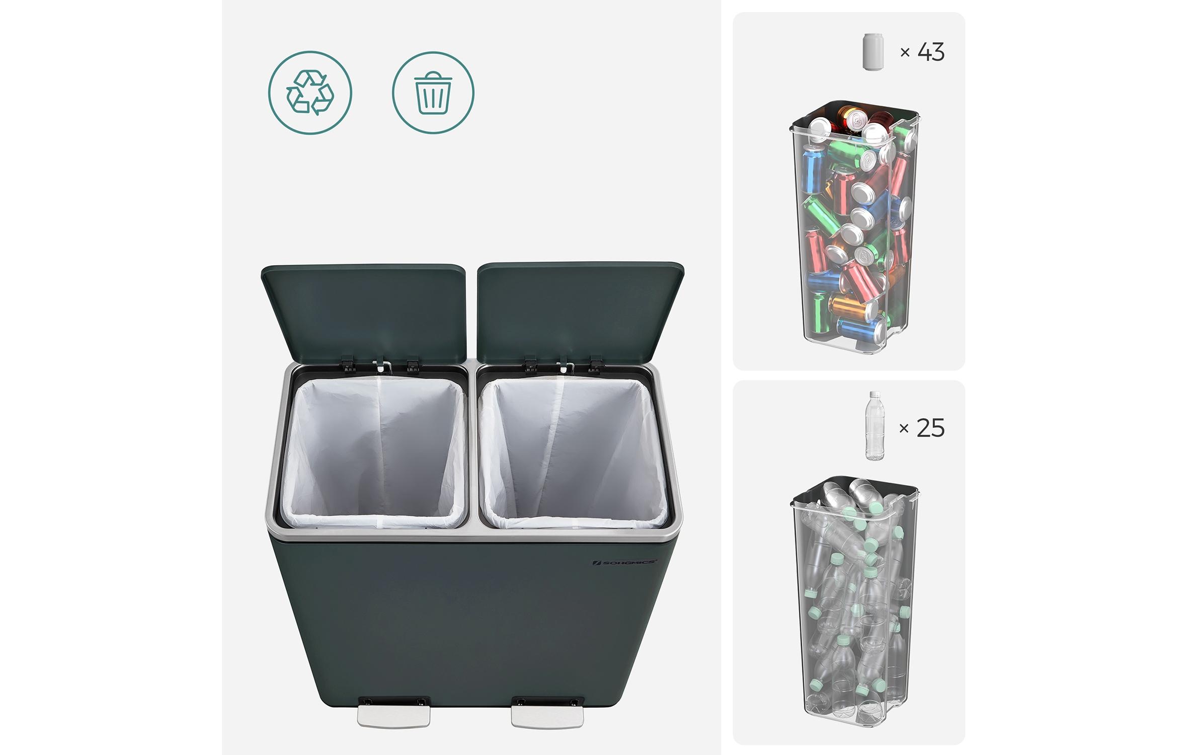 SONGMICS Mülleimer »60 l« 2 Behälter