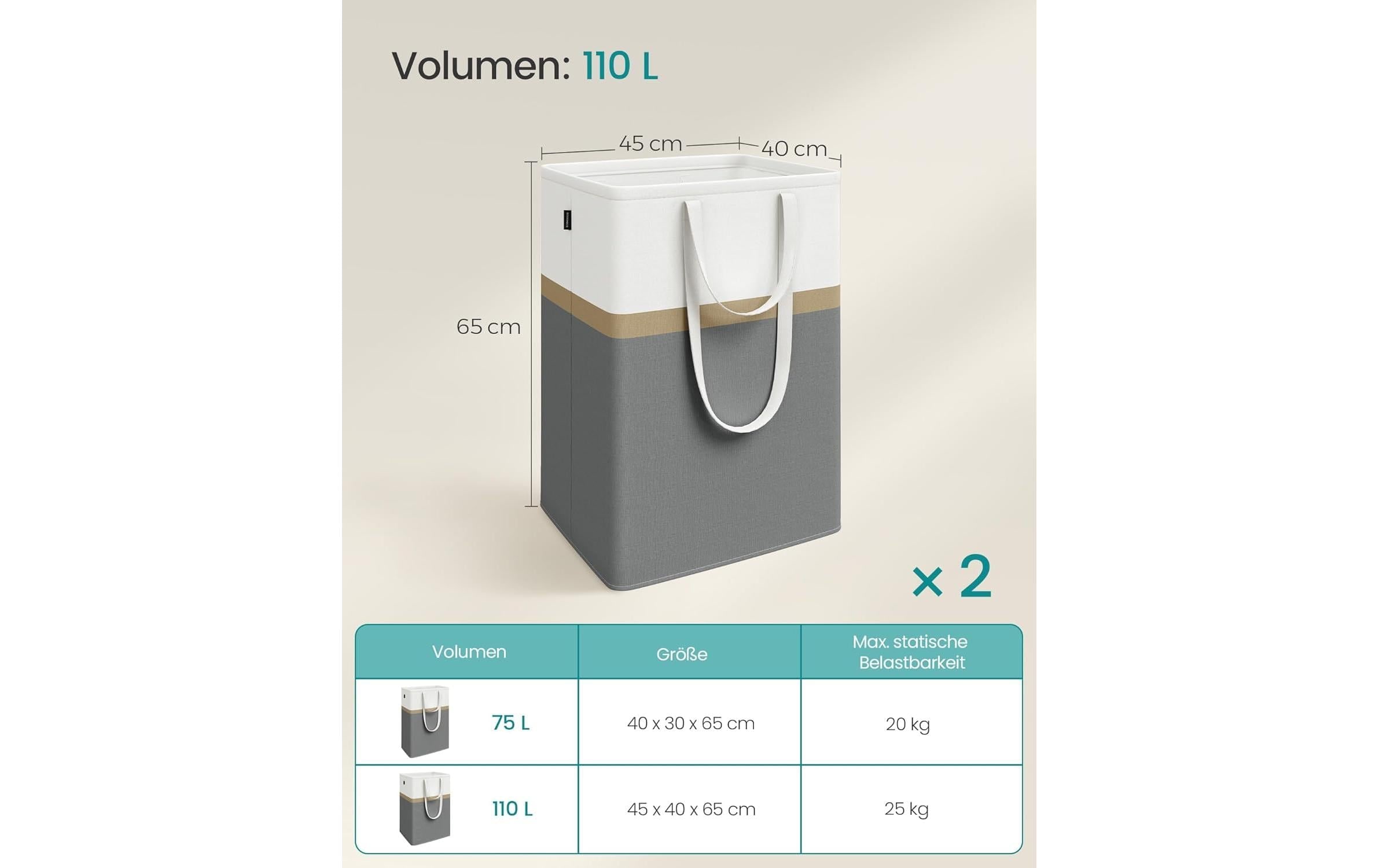 SONGMICS Wäschekorb »2-er Set 110 l«