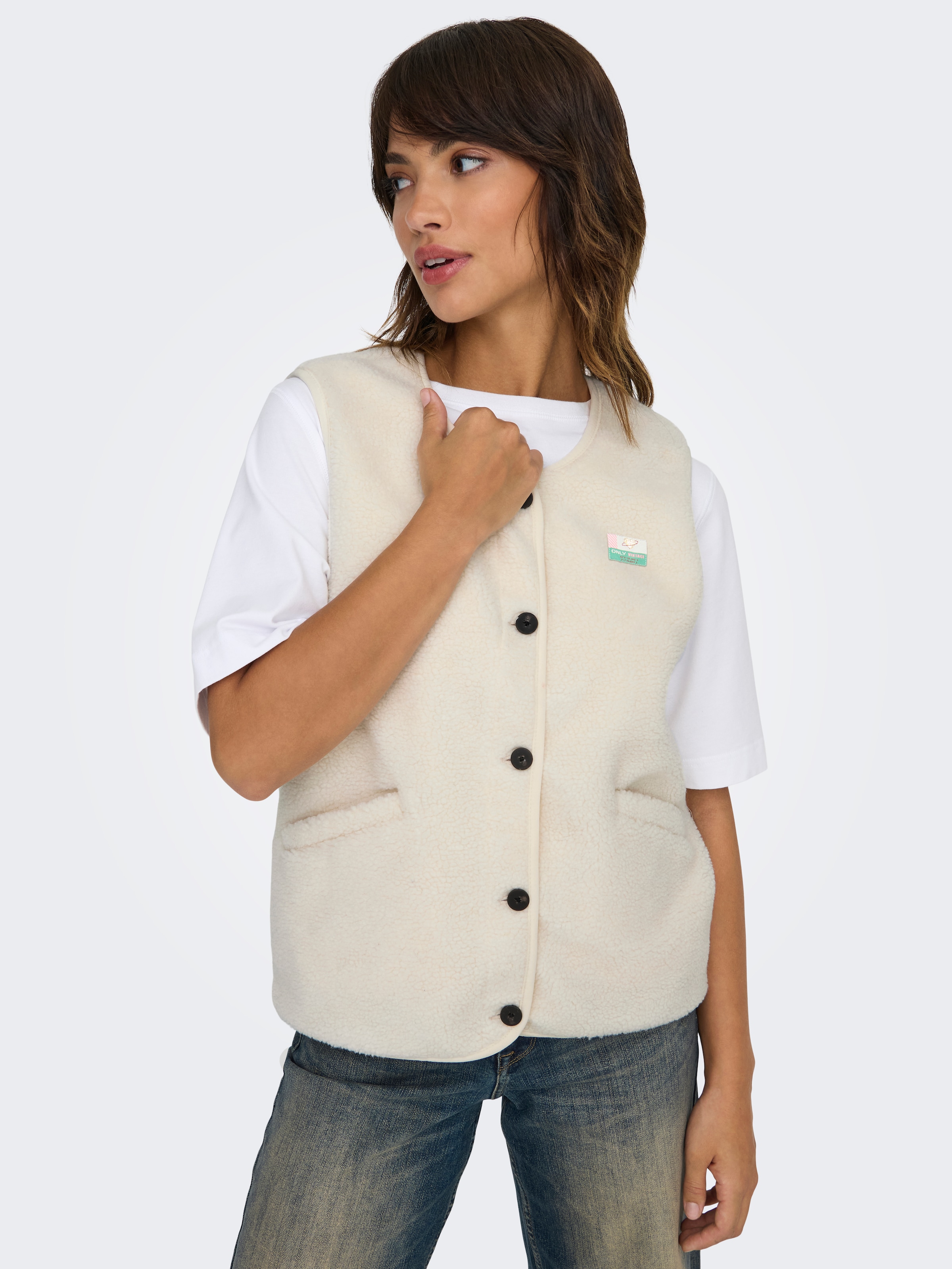 ONLY »ONLBABY LIFE TEDDY VEST PNT CS« fibre synthétique