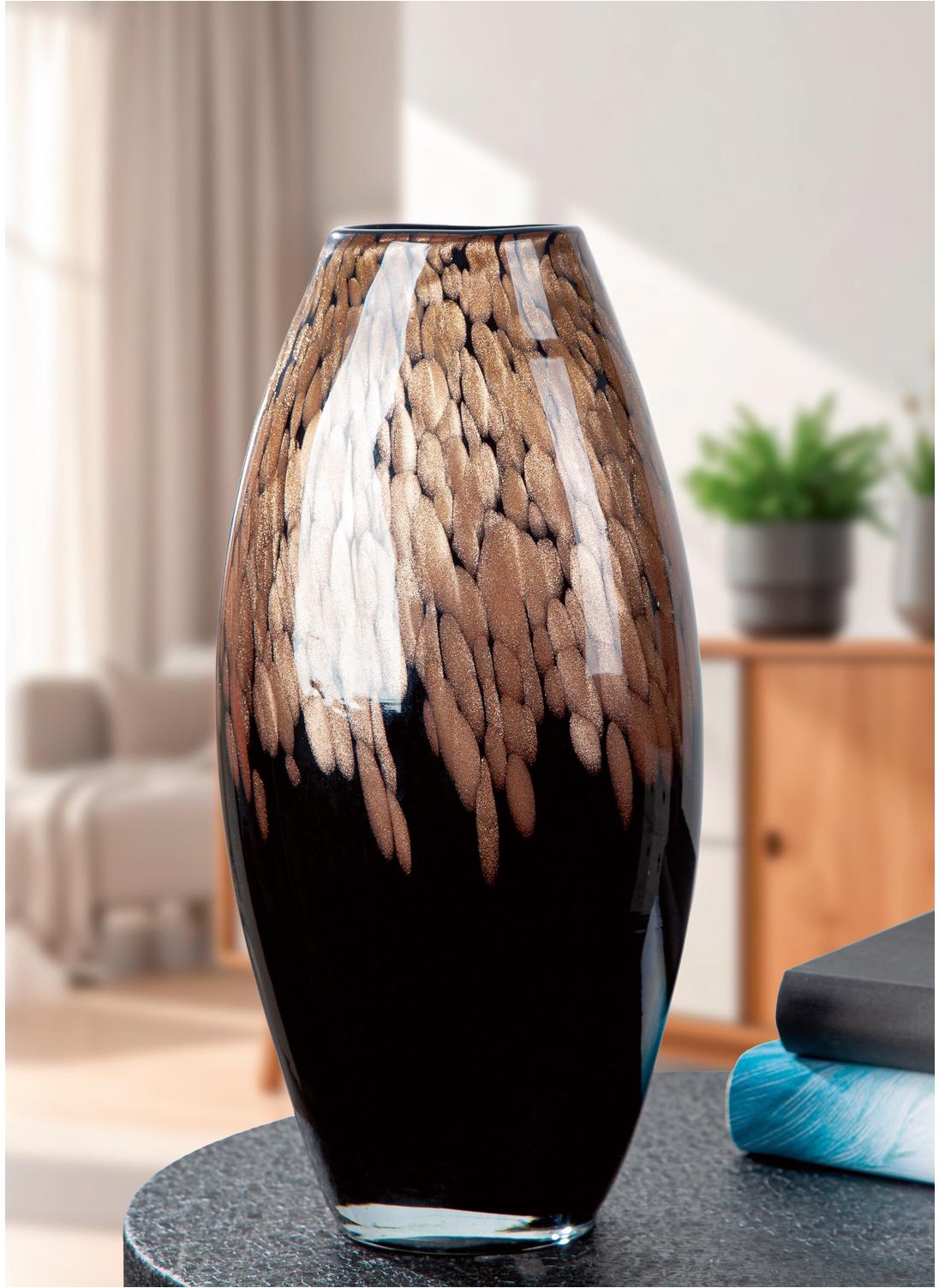 GILDE Vase de table »Glass Art, Vase, "Lemark", Glas, schwarz« vase, Lemark, vase décoratif, design, élégant, moderne, tendance, accroche-regard