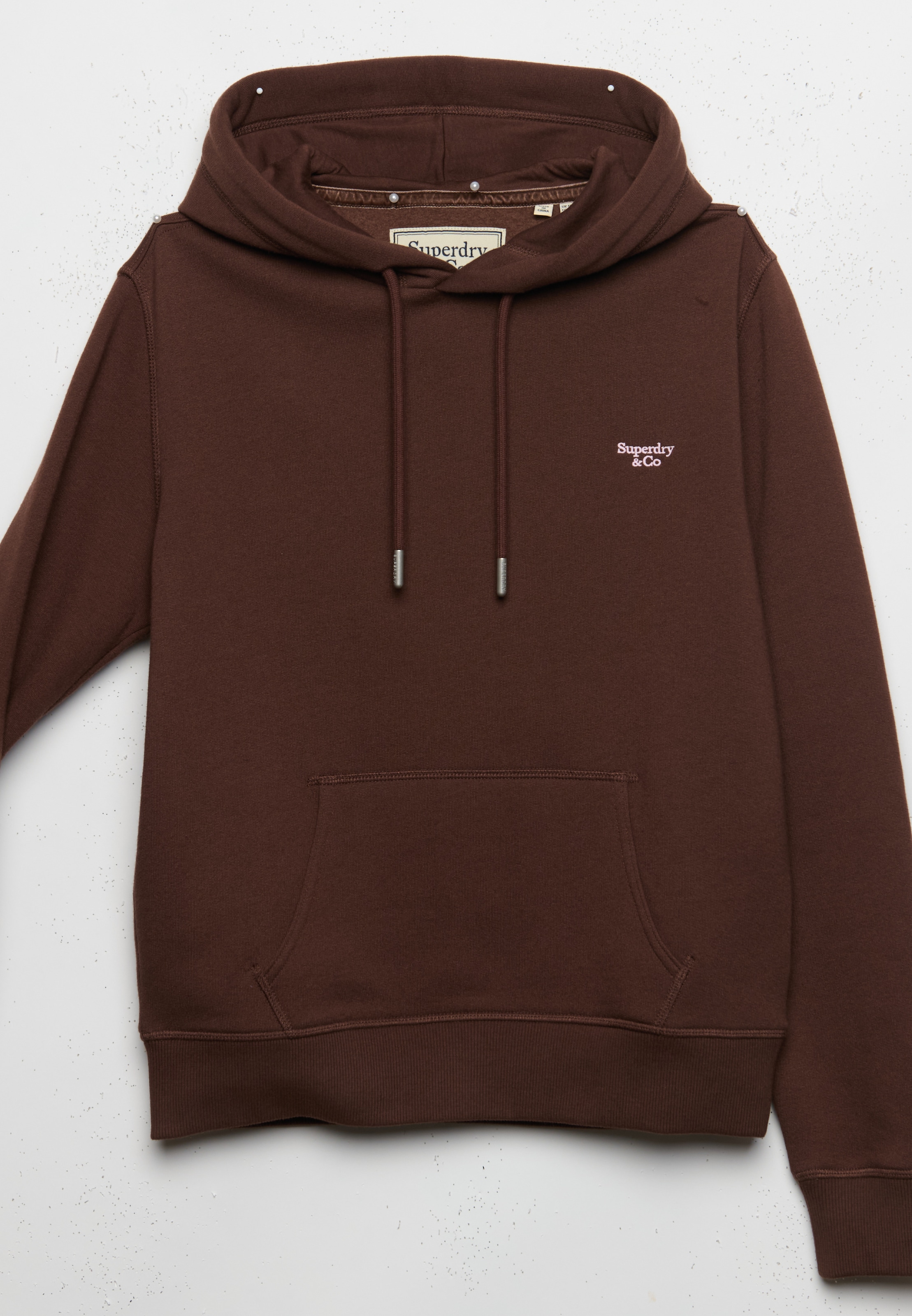 Superdry Sweat à capuche »SIGNATURE EMB HOOD«, mélange coton, coupe décontractée
