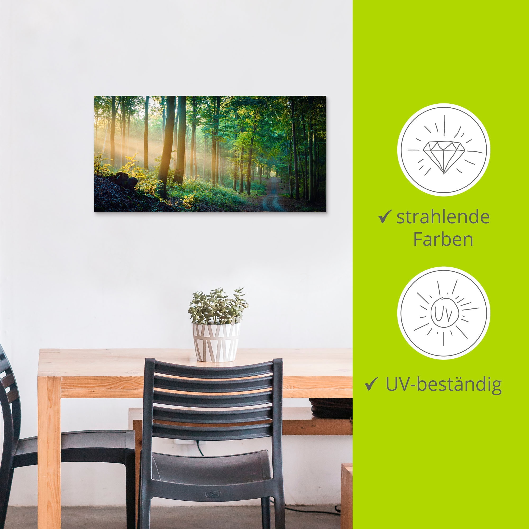 Artland Wandbild »Herbstmorgen im Wald« Waldbilder 1 Stk. tlg. als Alubild, Outdoorbild, Leinwandbild, Poster in verschied. Grössen