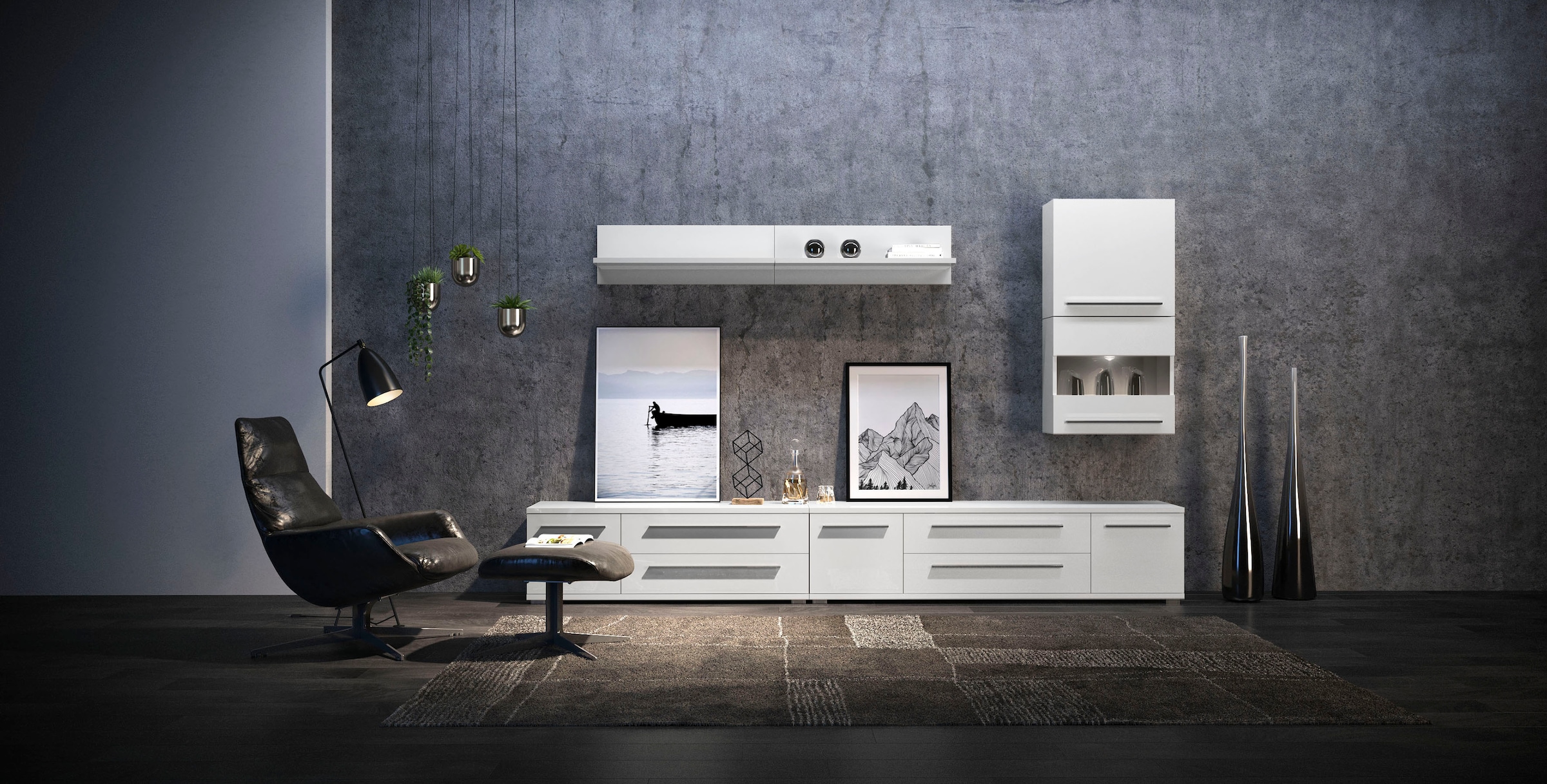 GOODproduct Lowboard »Piano TV-Kommode in Breite 165 oder 180 cm mit Soft-Close-Funktion« Hochglanz UV-lackiert, Br 180 cm mit versch. Tür- und Schubkastenmasse