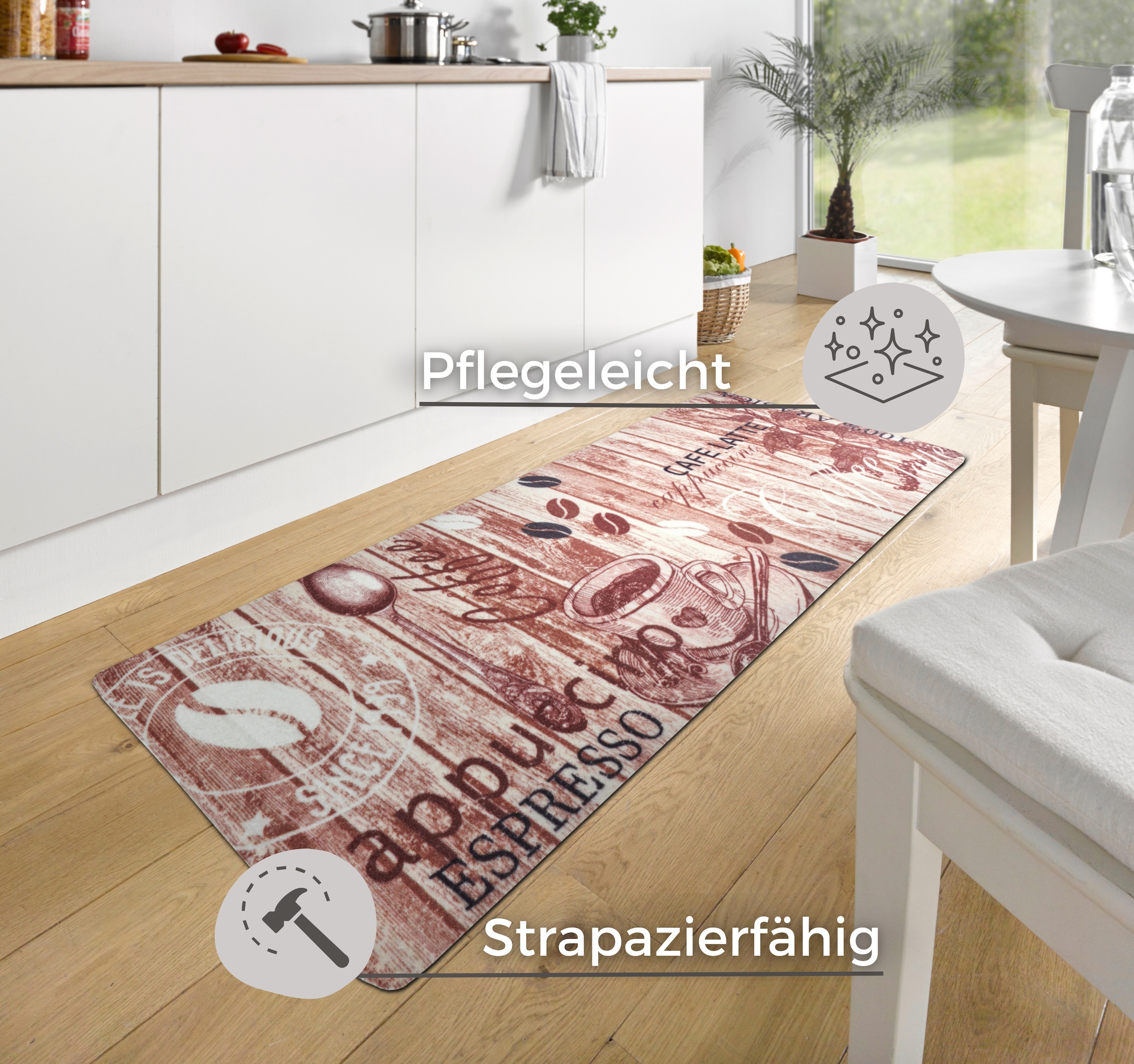 HANSE Home Chemin de cuisine »Delicious Coffee« Rectangulaire 8 mm Höhe Läufer, Rutschfest, Küchenteppich, Küche, Teppich, Pflegeleicht