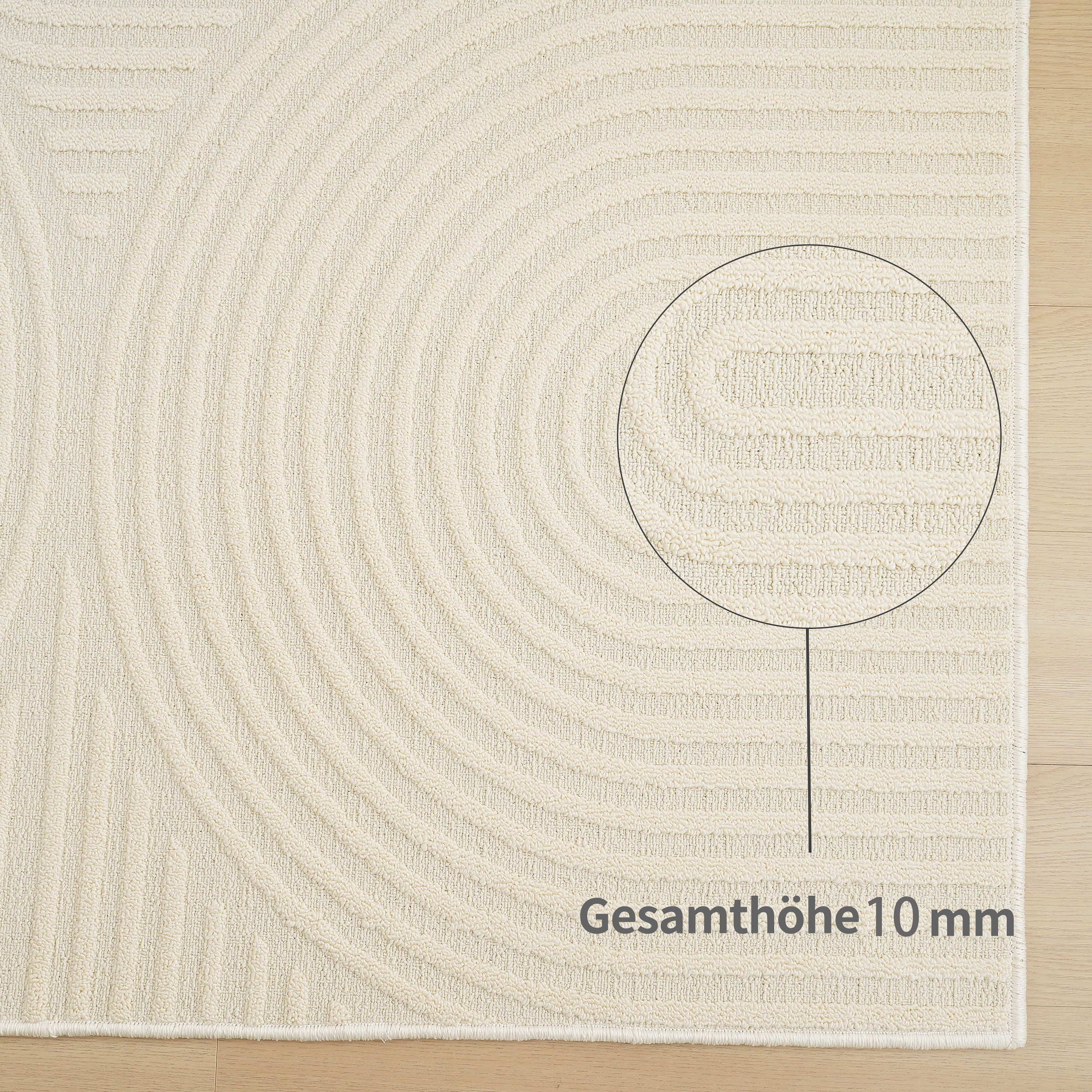 my home Teppich »Jola Hoch-Tief-Design, Scandi-Look, Zen« rechteckig 10 mm Höhe Boho, Modern, 3D, Wohnzimmer, Schlafzimmer, wasserabweisend