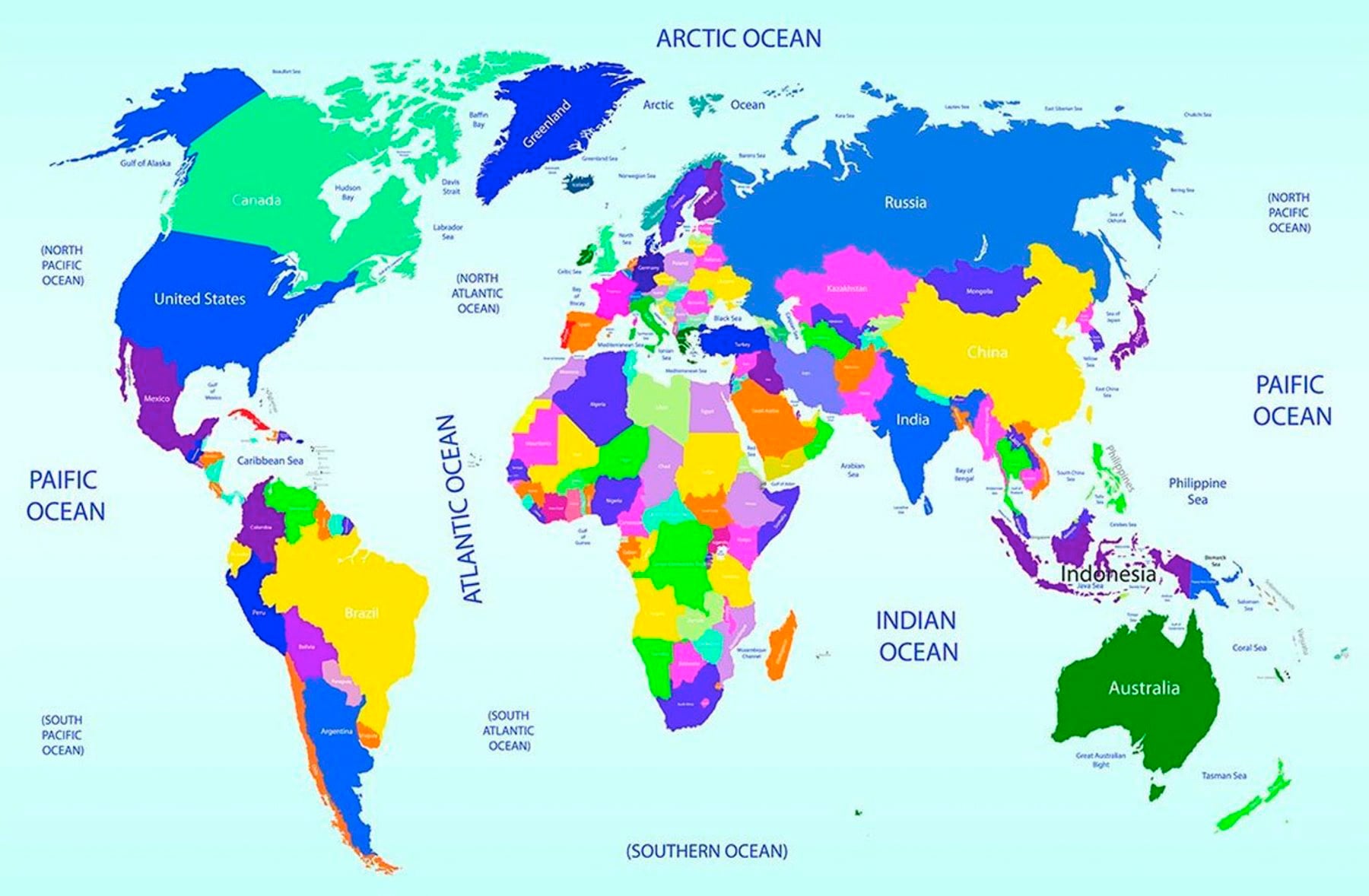 Papermoon Fototapete »World map« glatt