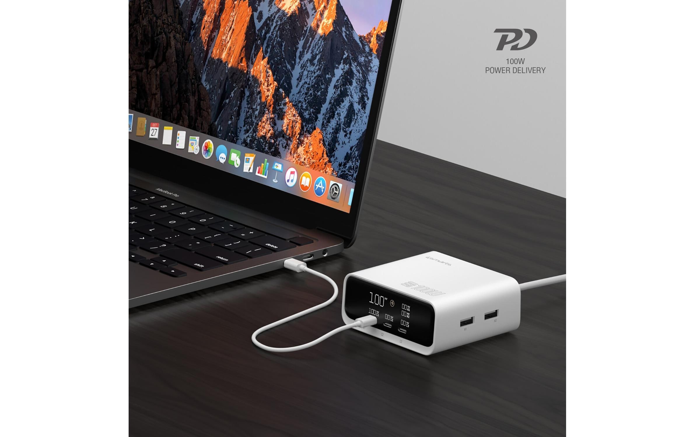 4smarts Station de charge »GaN Screen 100W 3C+2A«