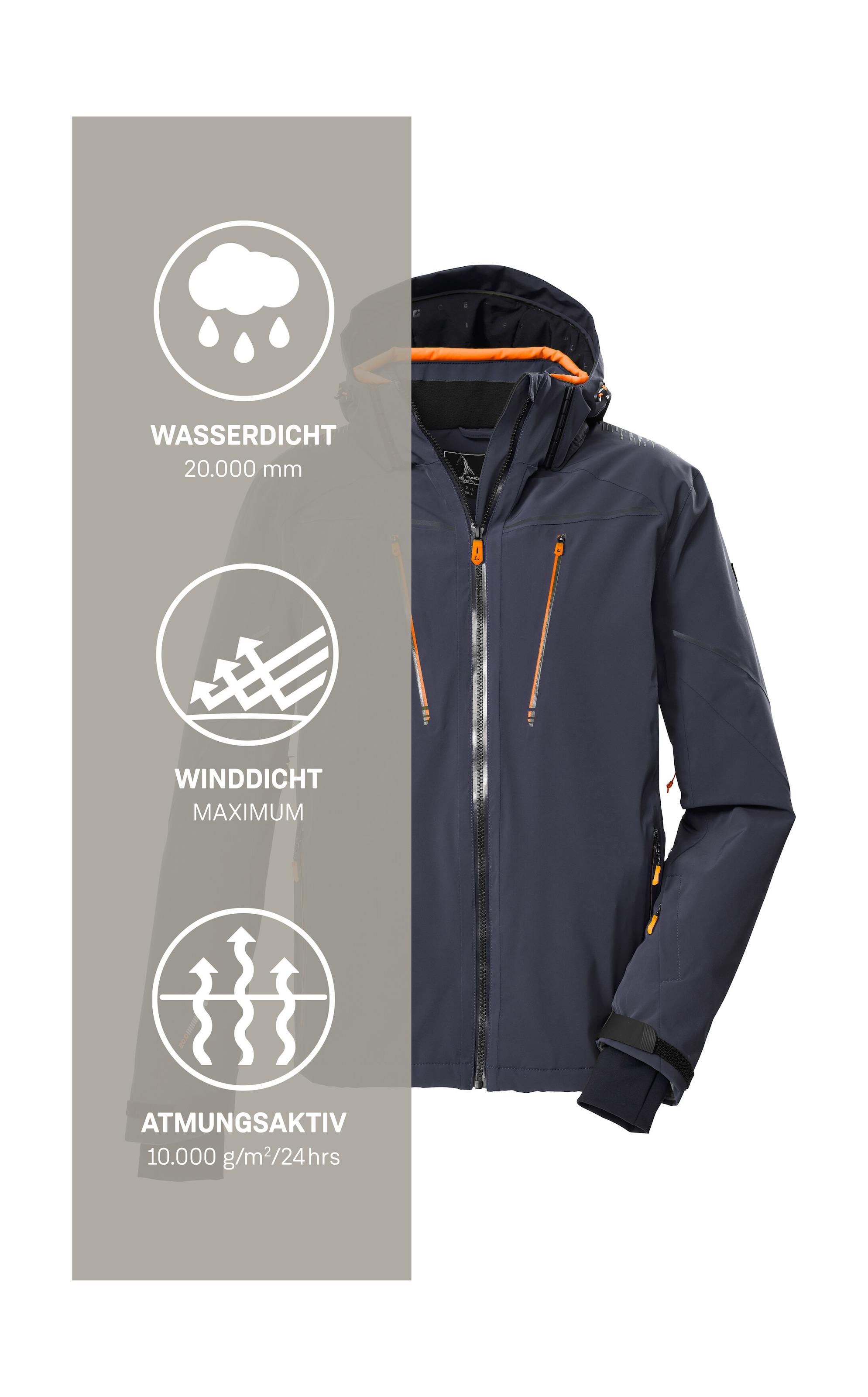 Killtec Skijacke »KSW 50 MN SKI JCKT« Herren Skijacke: wasserdicht, atmungsaktiv, 4-Wege-Stretch, Schneefang