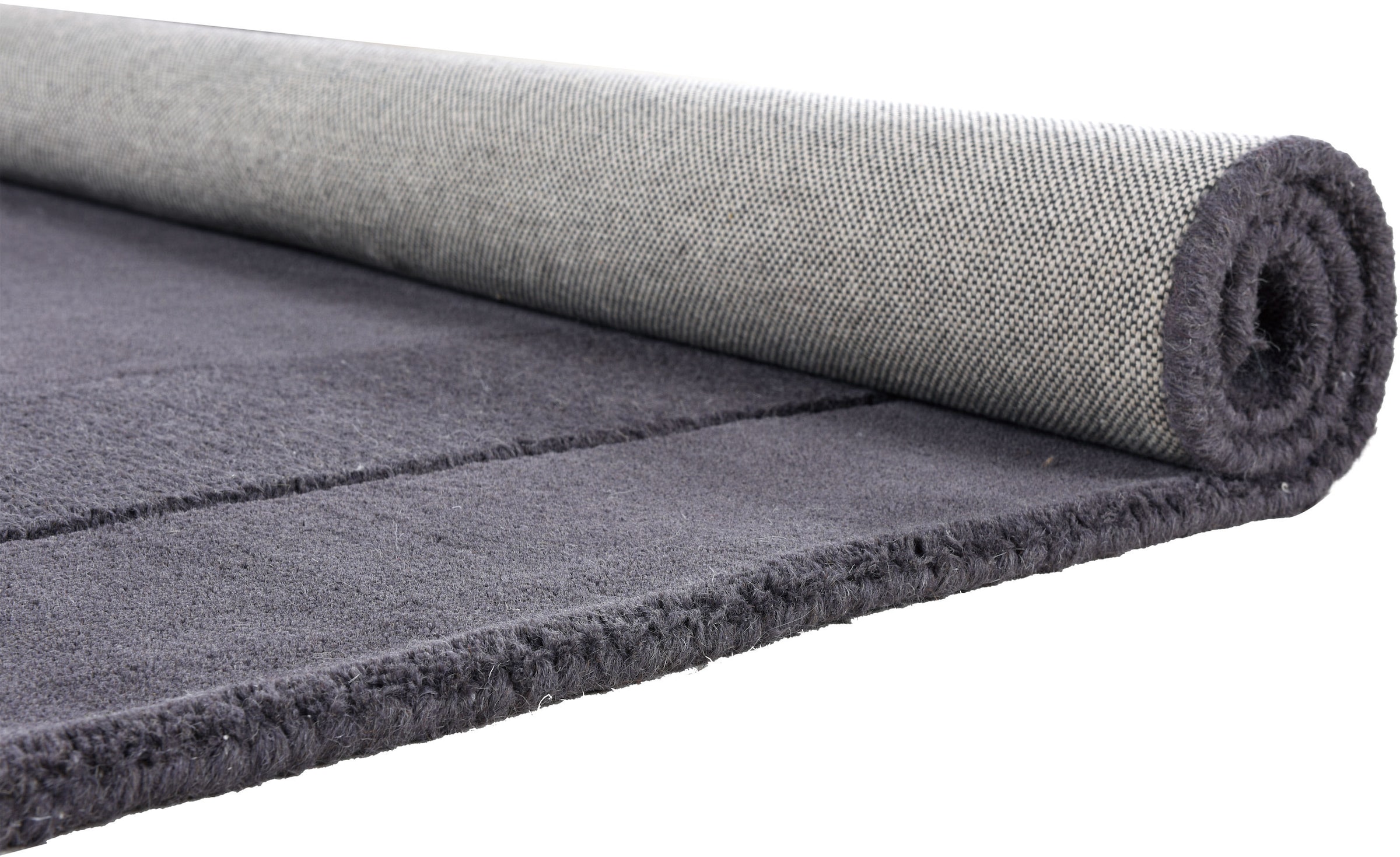 THEKO Wollteppich »USEDOM 8301« rechteckig 11 mm Höhe Uni Farben, reine Wolle, handgetuftet, mit Bordüre