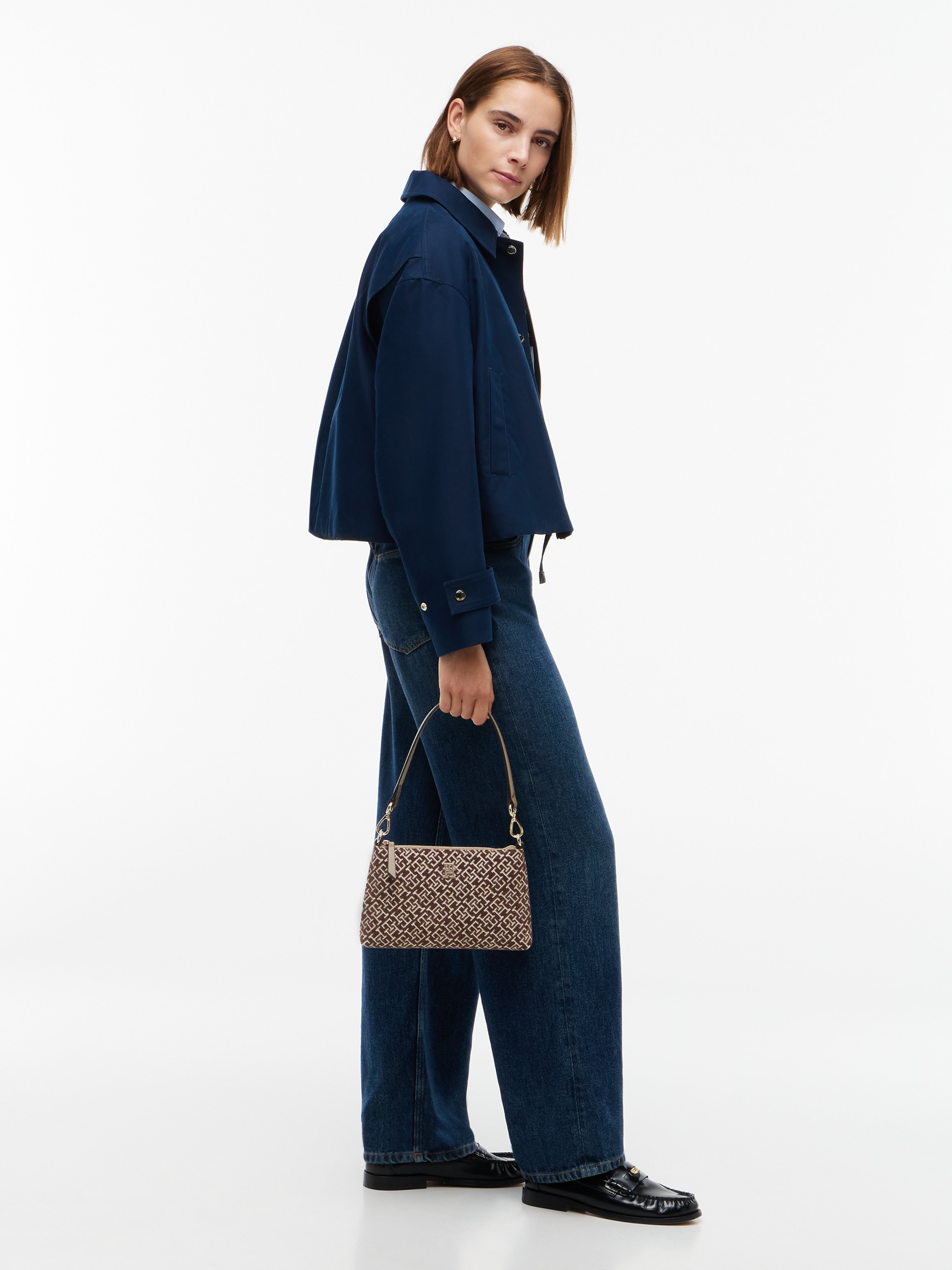 Tommy Hilfiger Schultertasche »TH JACQUARD MINI SHOULDER BAG« Damen Handtasche, Clutch mit edler TH-Logostickerei