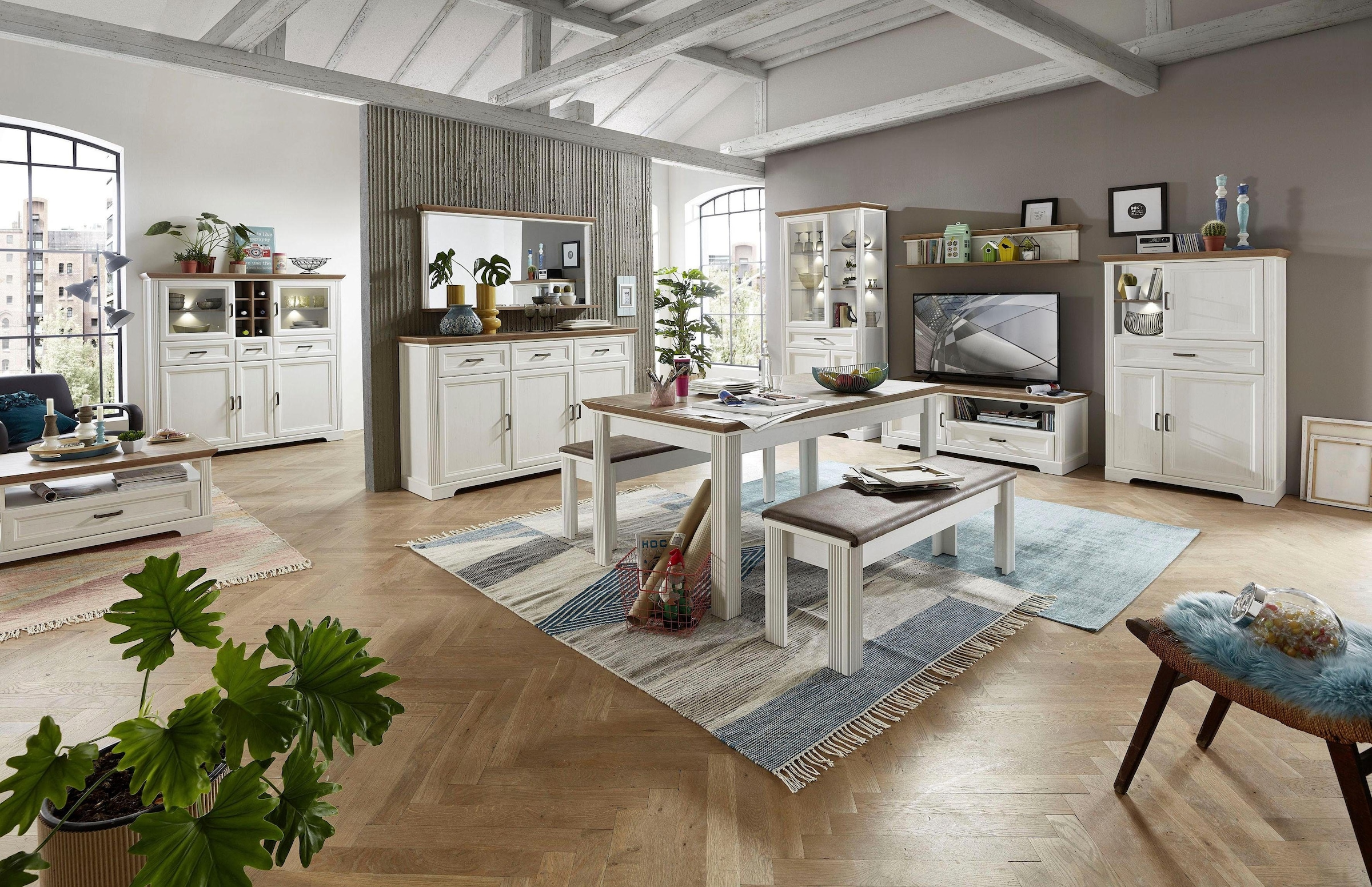Innostyle Sideboard »Jasmin« Breite 166 cm, 3 Holztüren, 3 Schubkästen