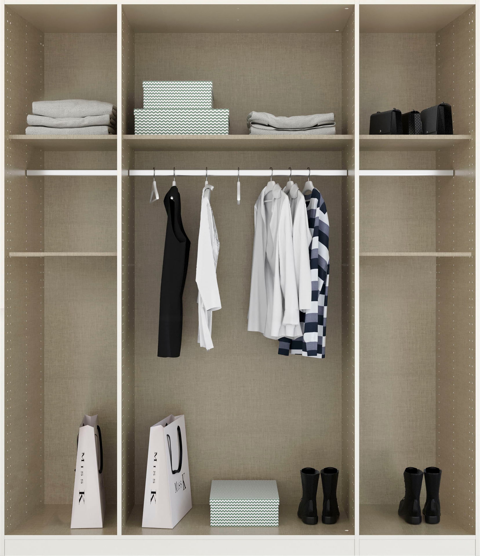 rauch Armoire à portes battantes »Kleiderschrank Schrank Garderobe Wäscheschrank TICAO« Tiroirs positionnables en hauteur de manière variable,  avec 2 tiroirs spacieux, beaucoup de rangement MADE IN GERMANY