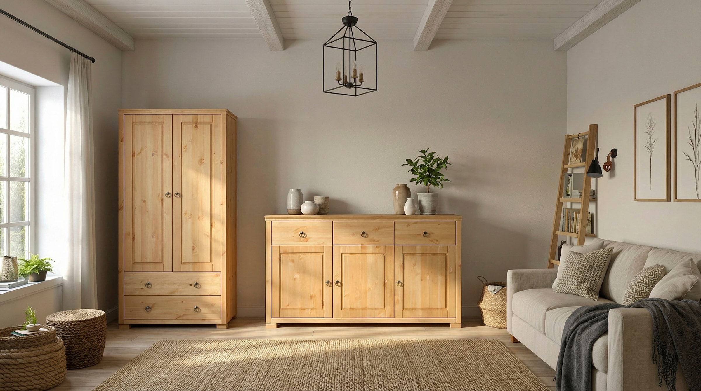 GOODproduct Kleiderschrank »Gotland; Wäscheschrank, Mehrzweckschrank mit Schubladen, Landhausstil« B/H/T ca: 80cmx178cmx40cm,  massive Kiefer, FSC® zertifiziert, langlebige Qualität trifft Stil