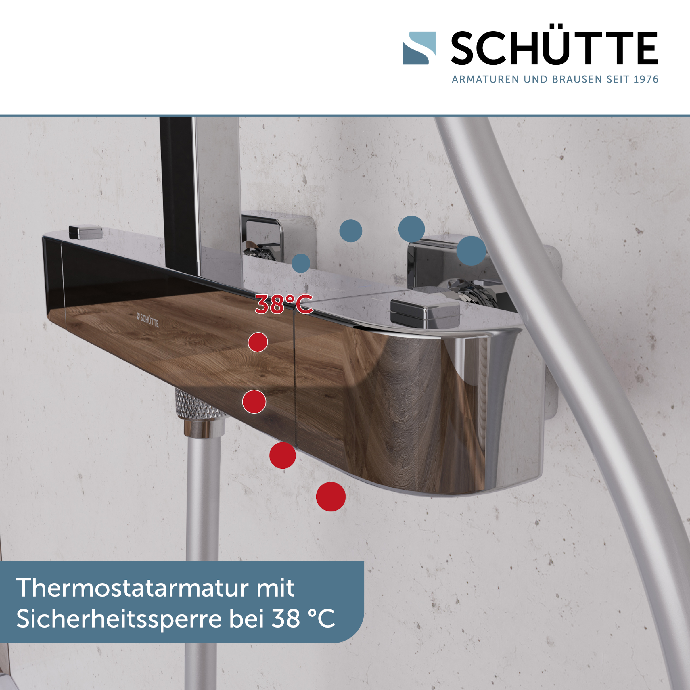Schütte Brausegarnitur »GRAN CANARIA« Komplett-Set,  Regendusche 30x20 cm, Umsteller, Antikalk, 3 Strahlarten, Thermostat