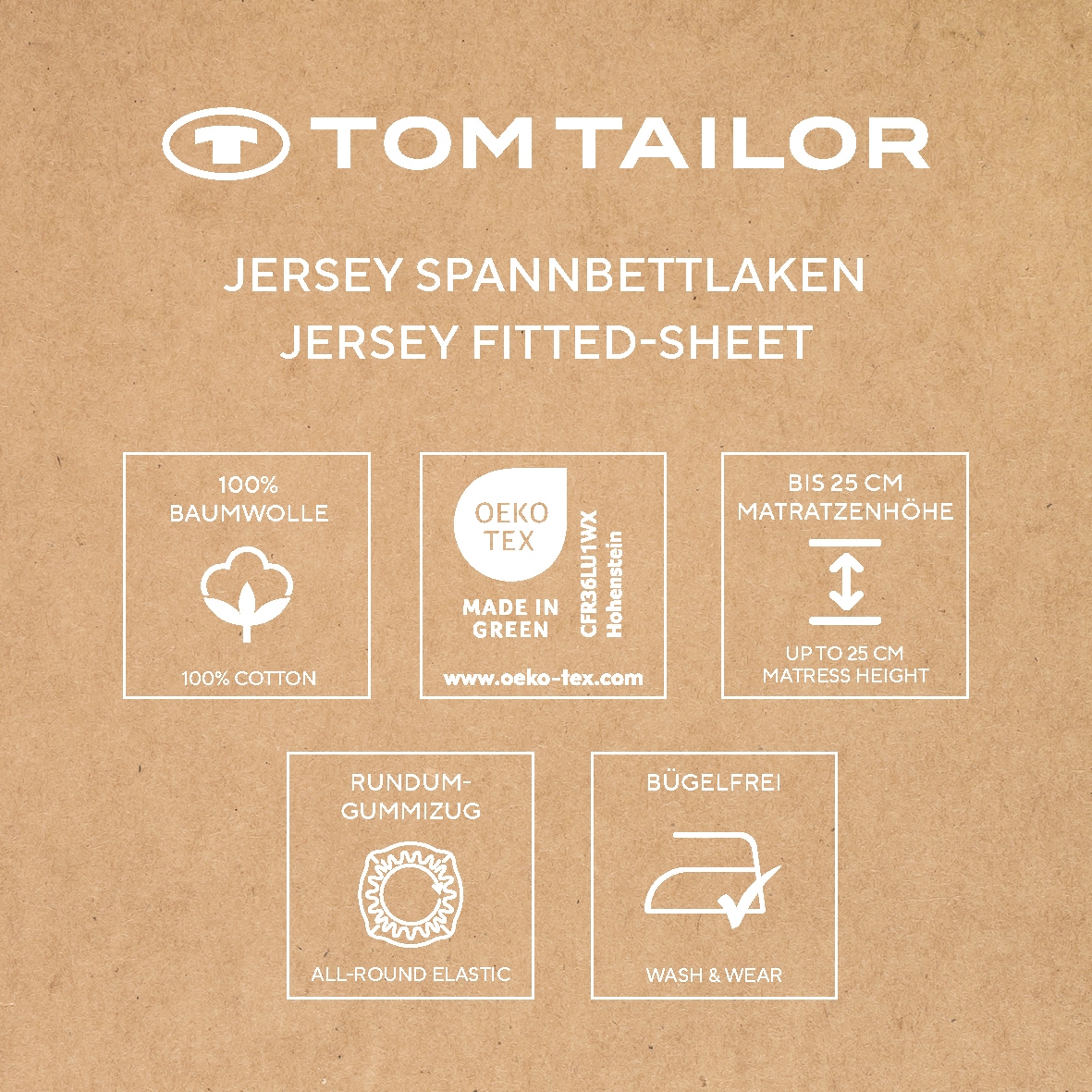 TOM TAILOR HOME Draps de lit »Tom Tailor Jersey« à partir de la taille 90x200 cm, drap en jersey de qualité supérieure