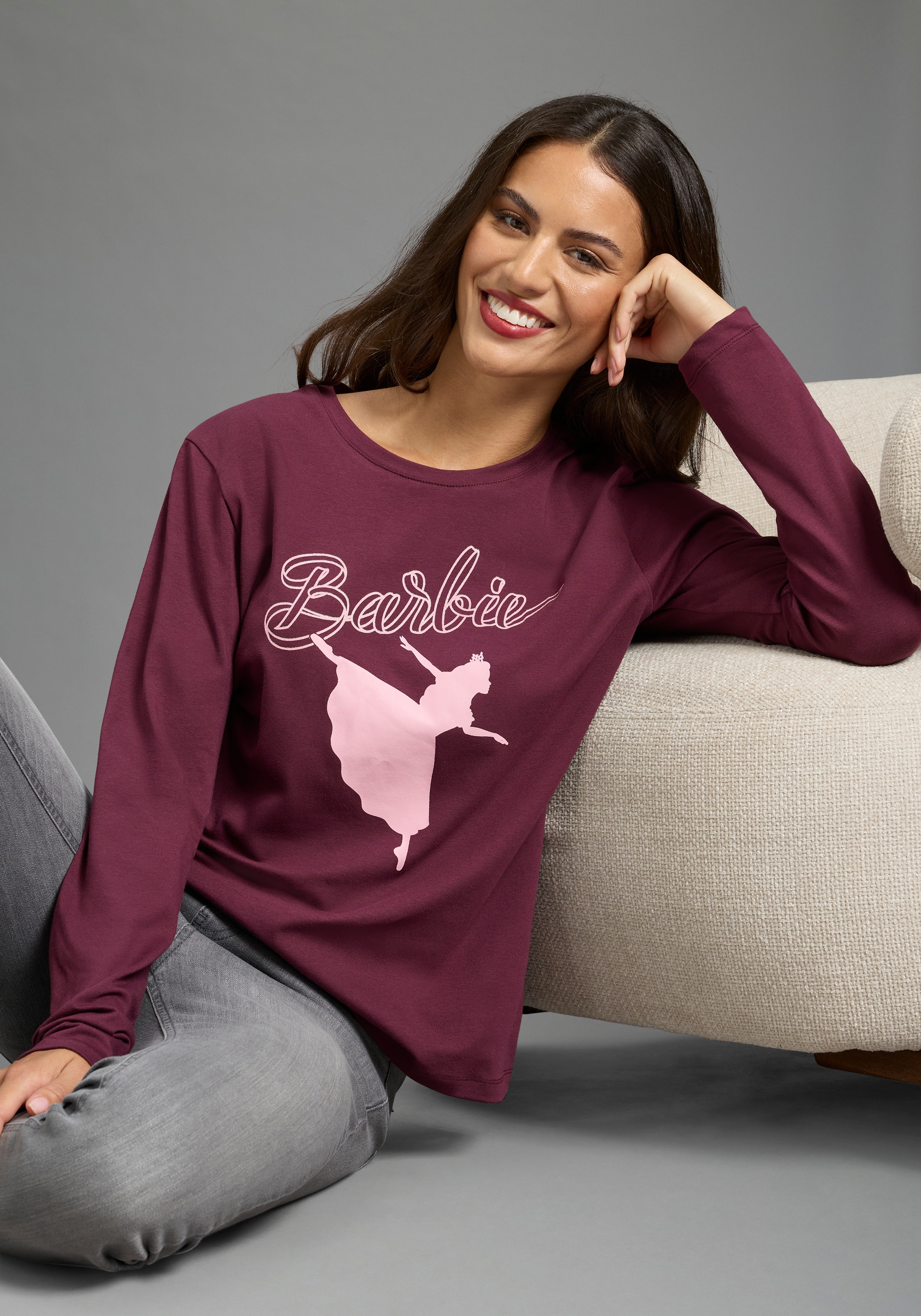 Laura Scott Langarmshirt »BARBIE Glitzerdruck Shirt, Mama&Me Style, Mattel« BARBIE Nussknacker Style, Mama&Me Shirt