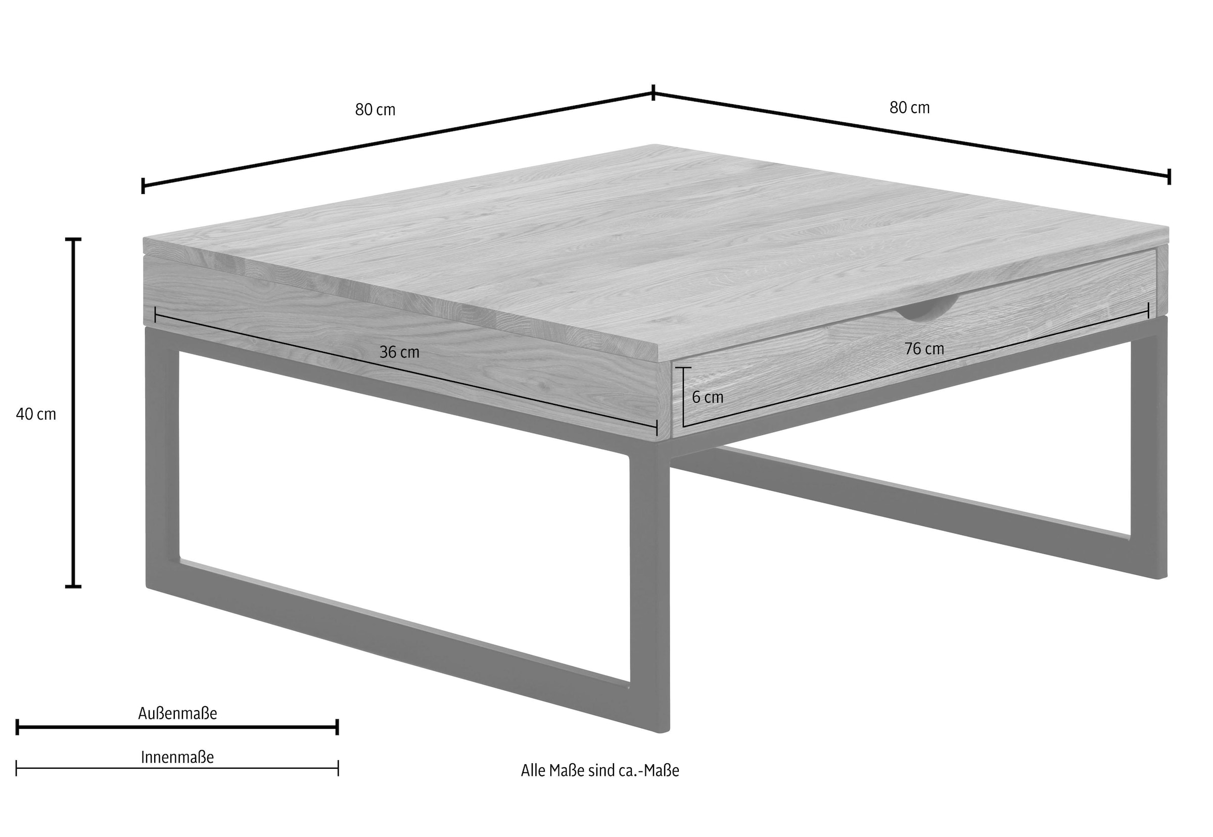 Home affaire Couchtisch »Betula« B/T/H: 80/80/40 cm, 