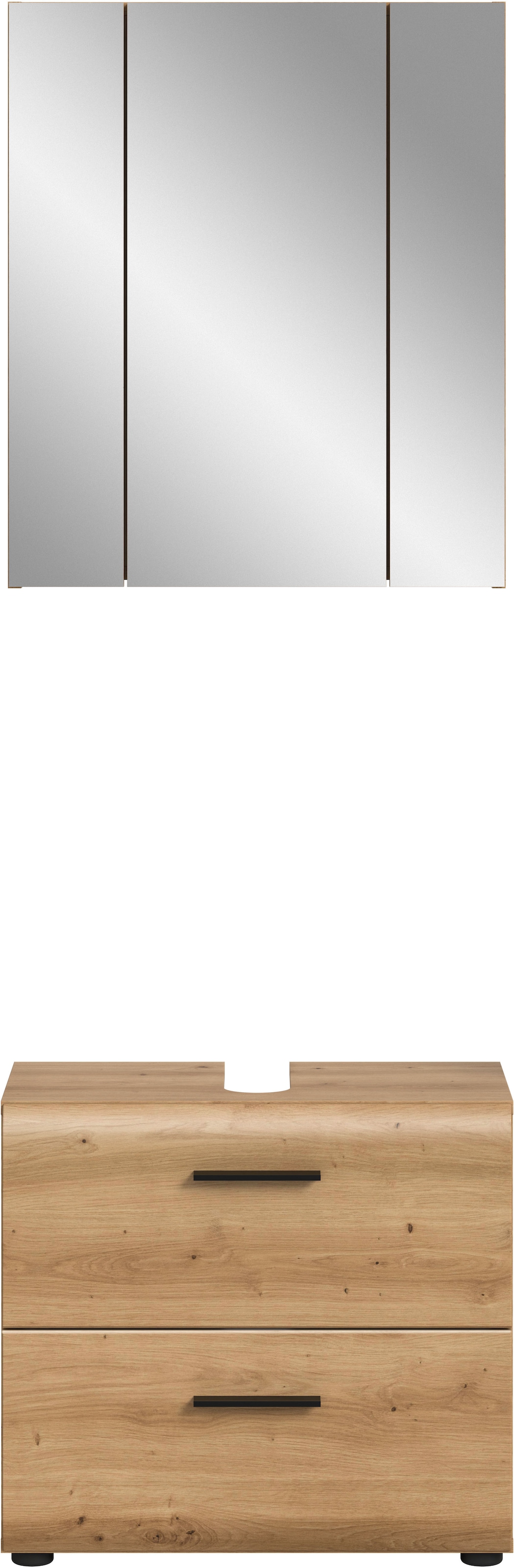 welltime Badmöbel-Set »FLORENZ,  2-teilige Badkombination, hochwertige MDF-Front« Set, bestehend aus: 1 Waschbeckenunterschrank, 1 Spiegelschrank, 2 Stk. tlg.