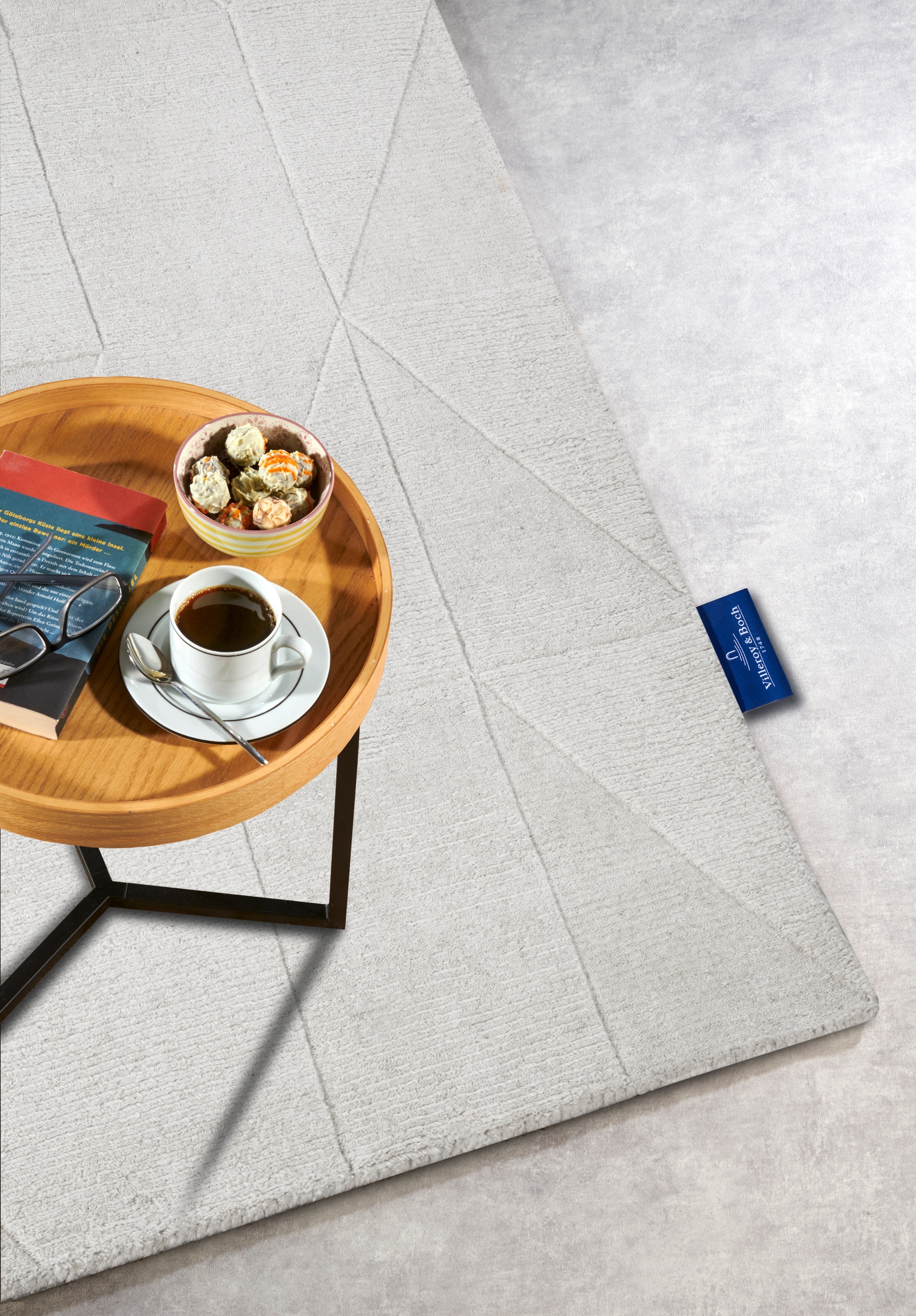 Villeroy & Boch Tapis en laine »Ursule« Rectangulaire 10 mm Höhe Coureur, tissé main, laine, naturel, salon, géométrie, bohème