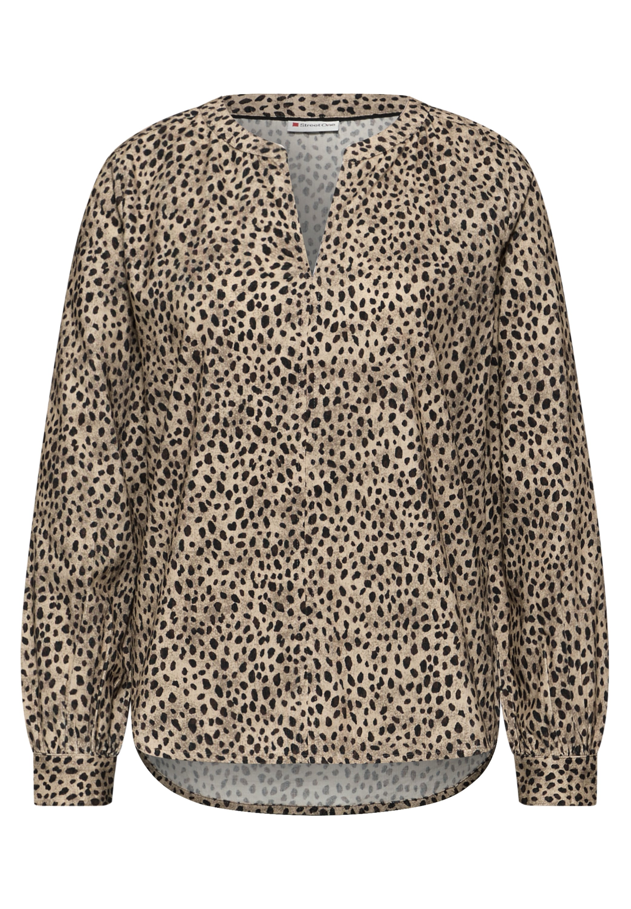 STREET ONE Langarmbluse im Leo-Look und mit Knopfleiste