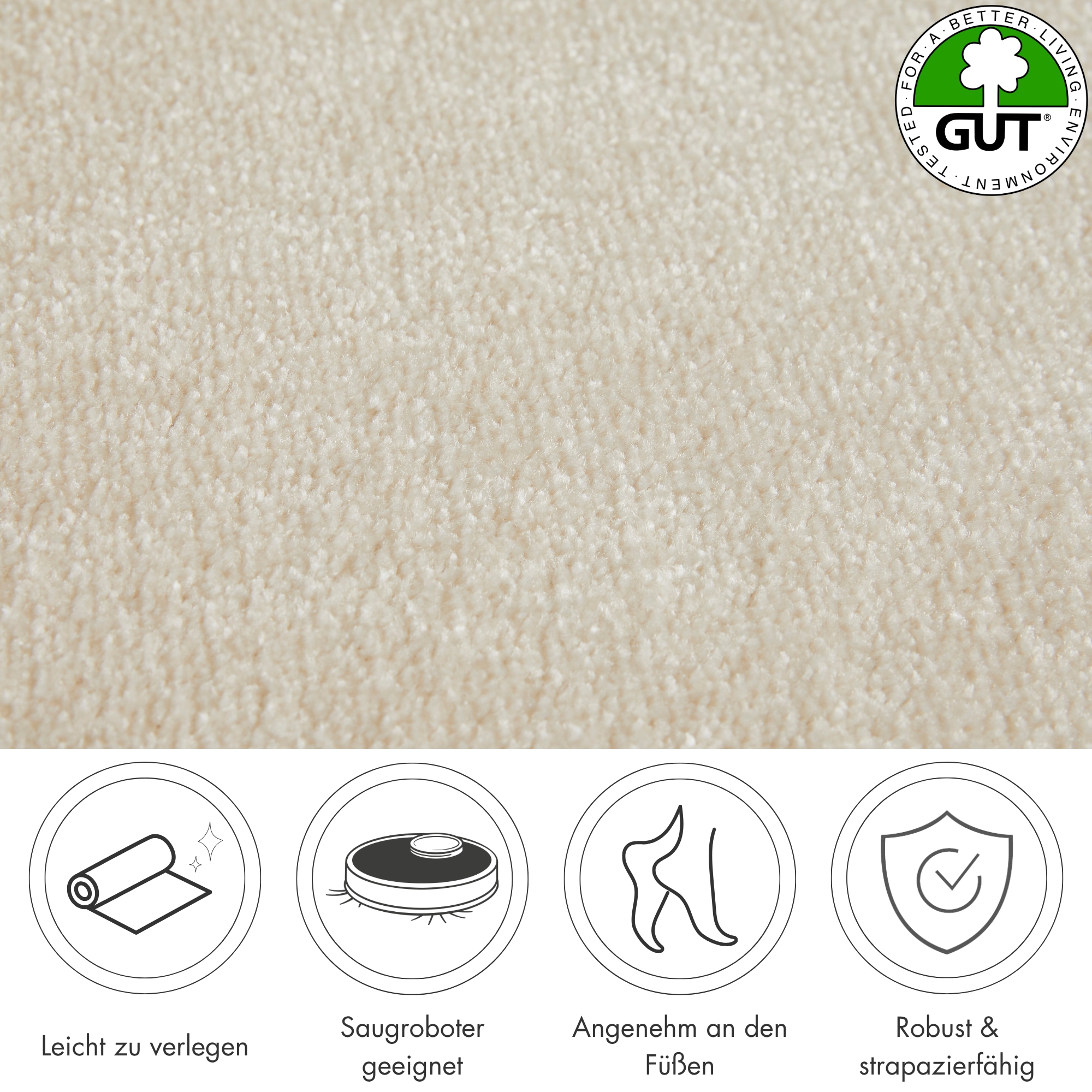 Andiamo Teppichboden »Levin, Velours, Gesamthöhe 10 mm, Luxusklasse LC2« rechteckig Uni Farben, Breite 400 cm oder 500 cm, weiche Qualität