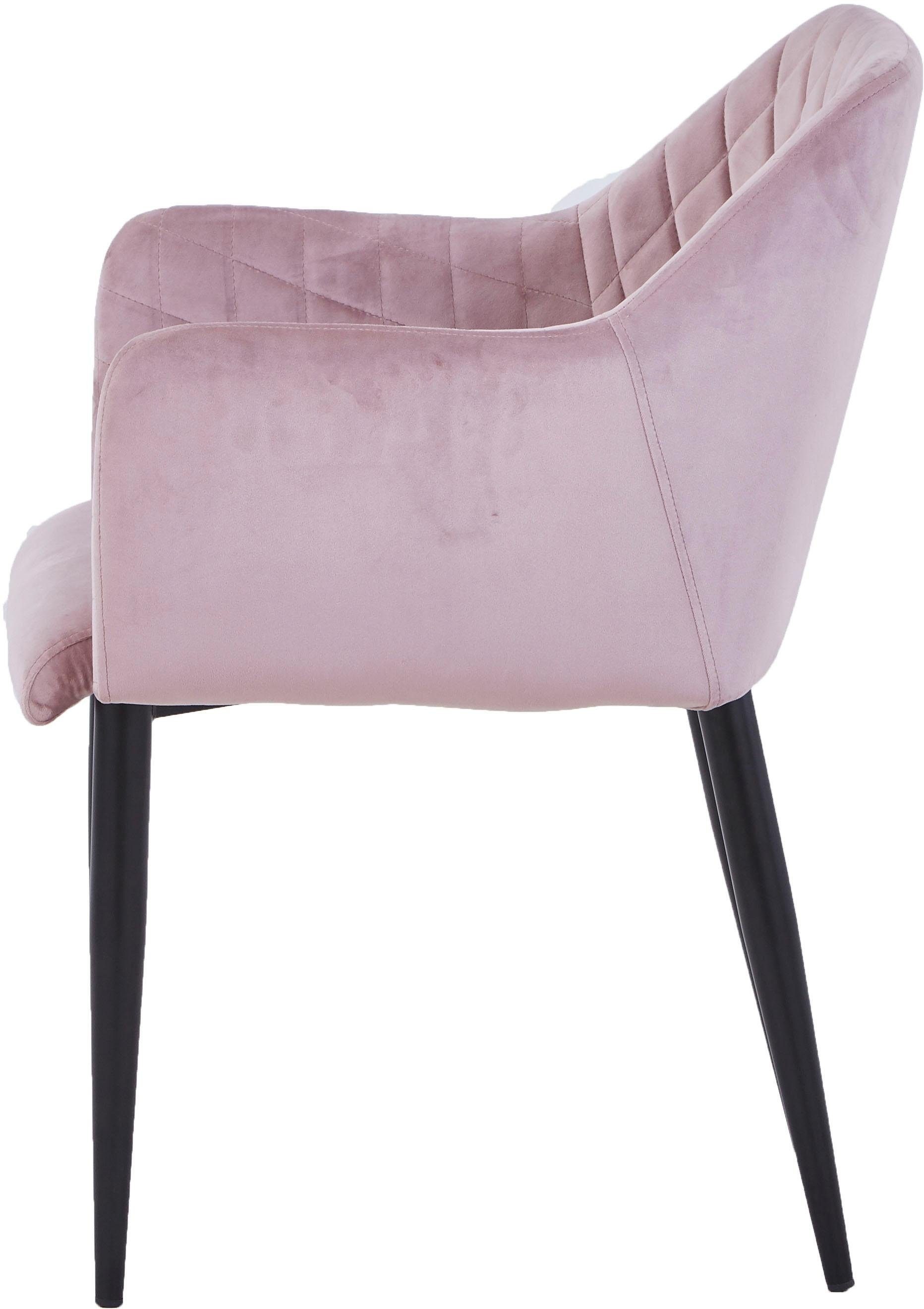 SIT Chaise rembourrée »2er-Set Armlehnstuhl Samt Altrosa mit Stahlgestell« (Ensemble) 2 cuisCouture en losange élégante avec aspect velours de haute qualité
