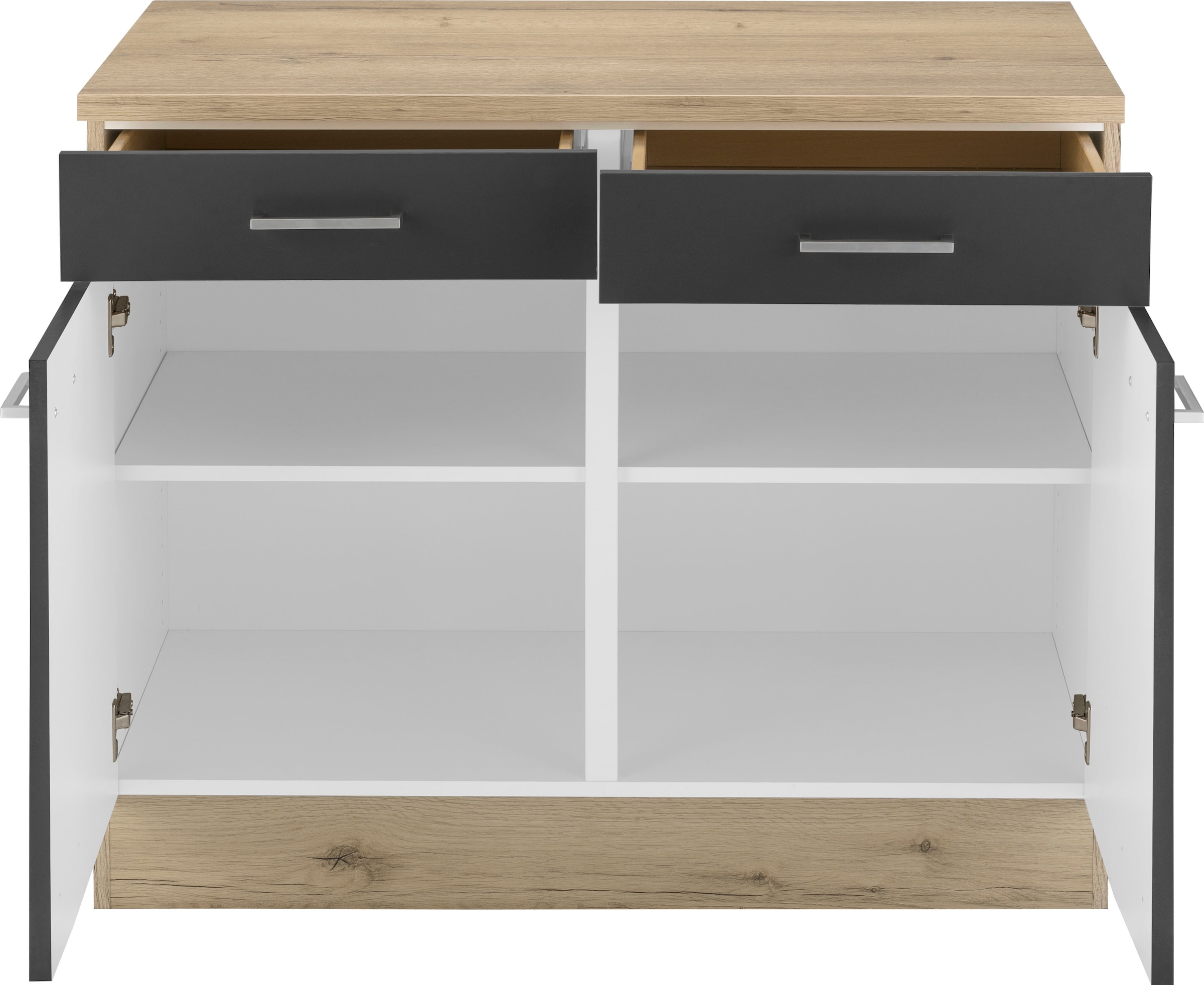 OPTIFIT Armoire basse »Iver« Breite 100 cm, 2 Türen und 2 Schubkästen, mit 38 mm Arbeitsplatte