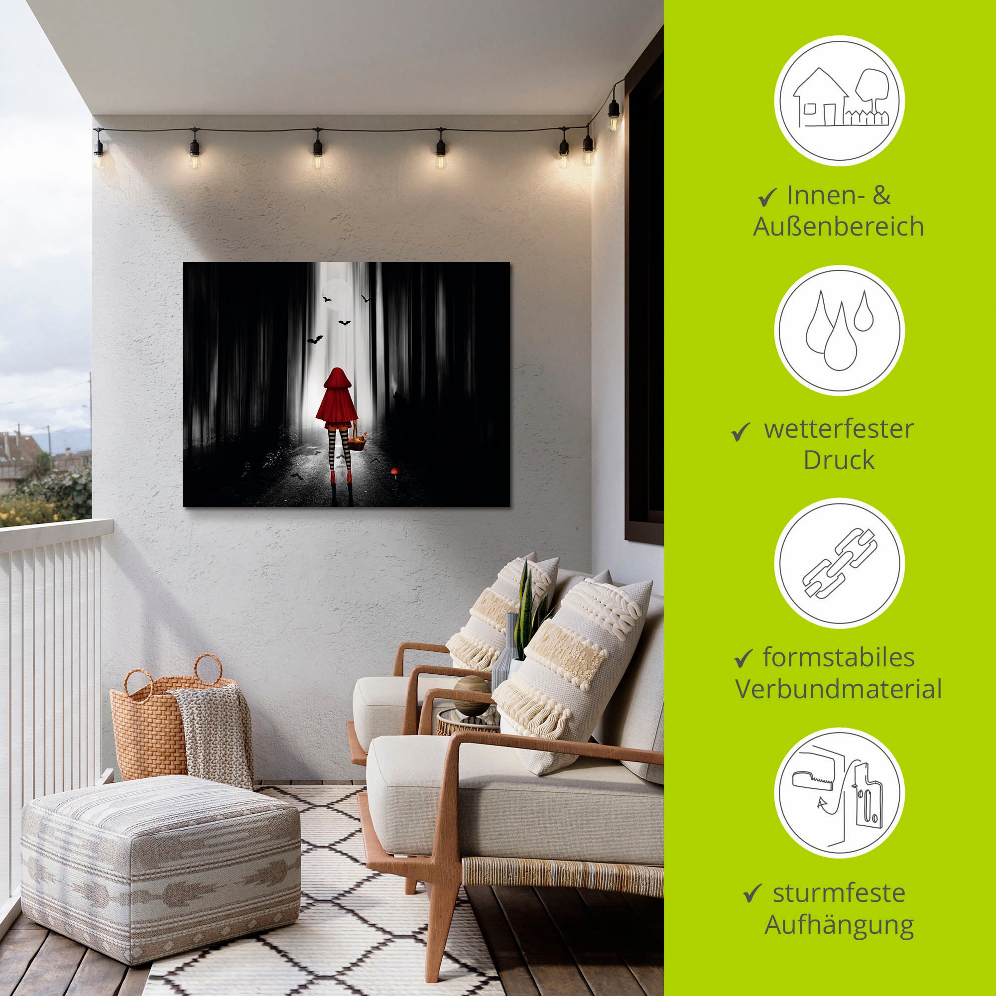 Artland Tableau sur toile »Das Rotkäppchen auf High Heels« 1 cuis tlg. auf Holzrahmen gespannt