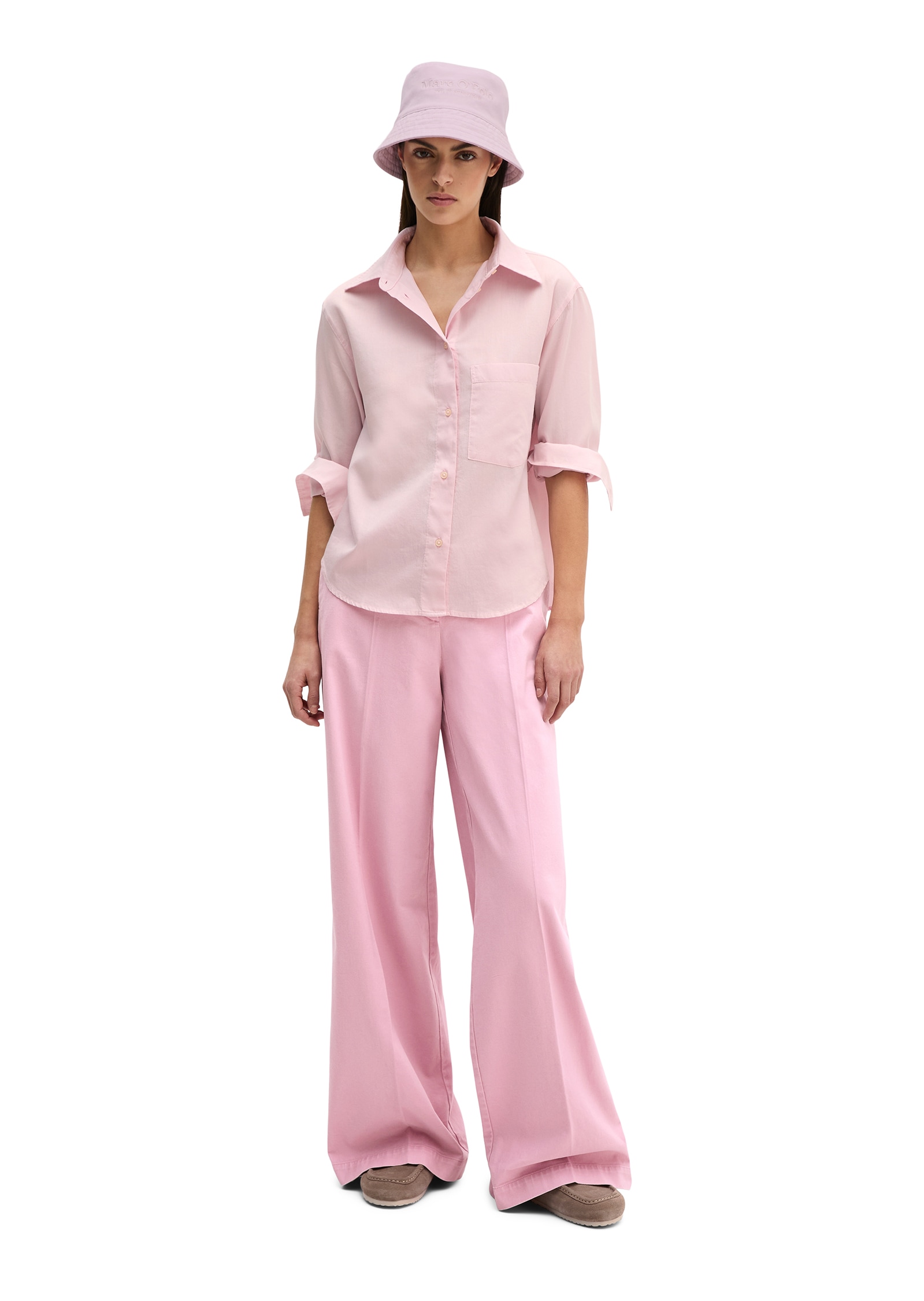 Marc O'Polo Blouse à manches longues relaxed fit cropped aus Baumwoll-Satin