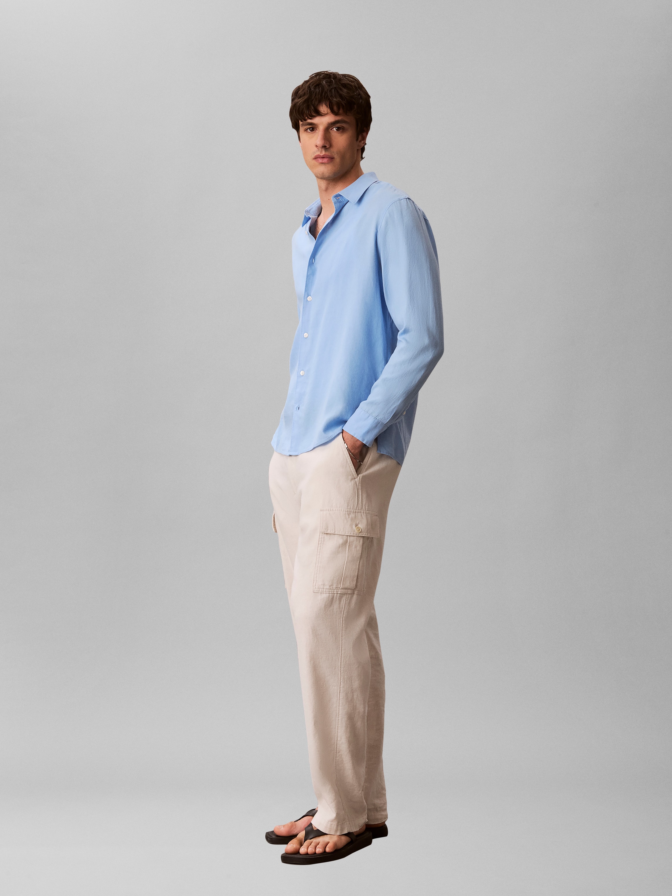 Calvin Klein Chemise en lin »SOLID LINEN CLASSIC« Kentkragen, Regular Fit, Leinen-Viskosemix
