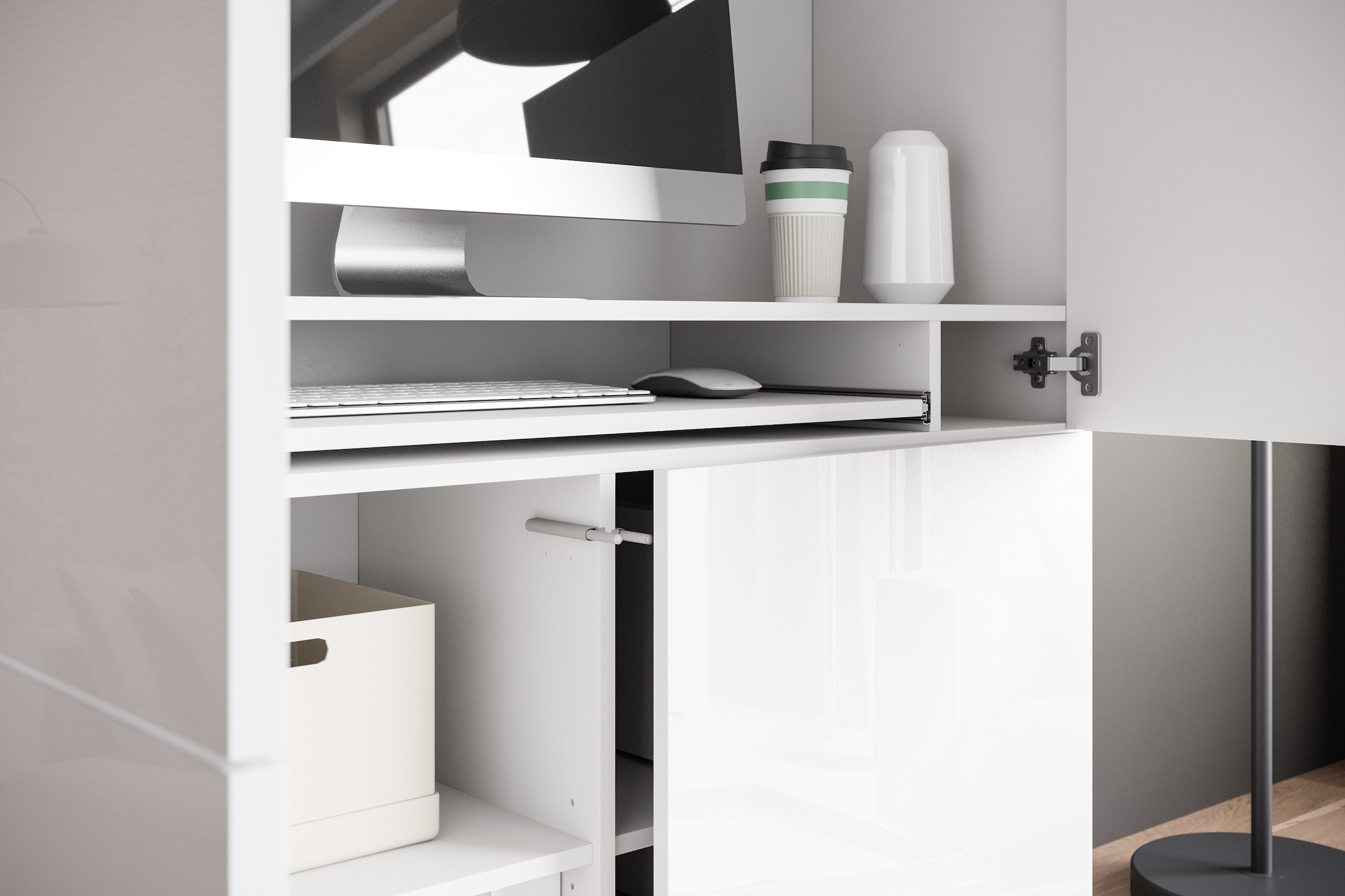 GOODproduct PC-Schrank »Kenia, Sekretär, Home Office« 1 Stk. tlg. Mit Push-to-open, Tastaturauszug und praktischem Stauraum