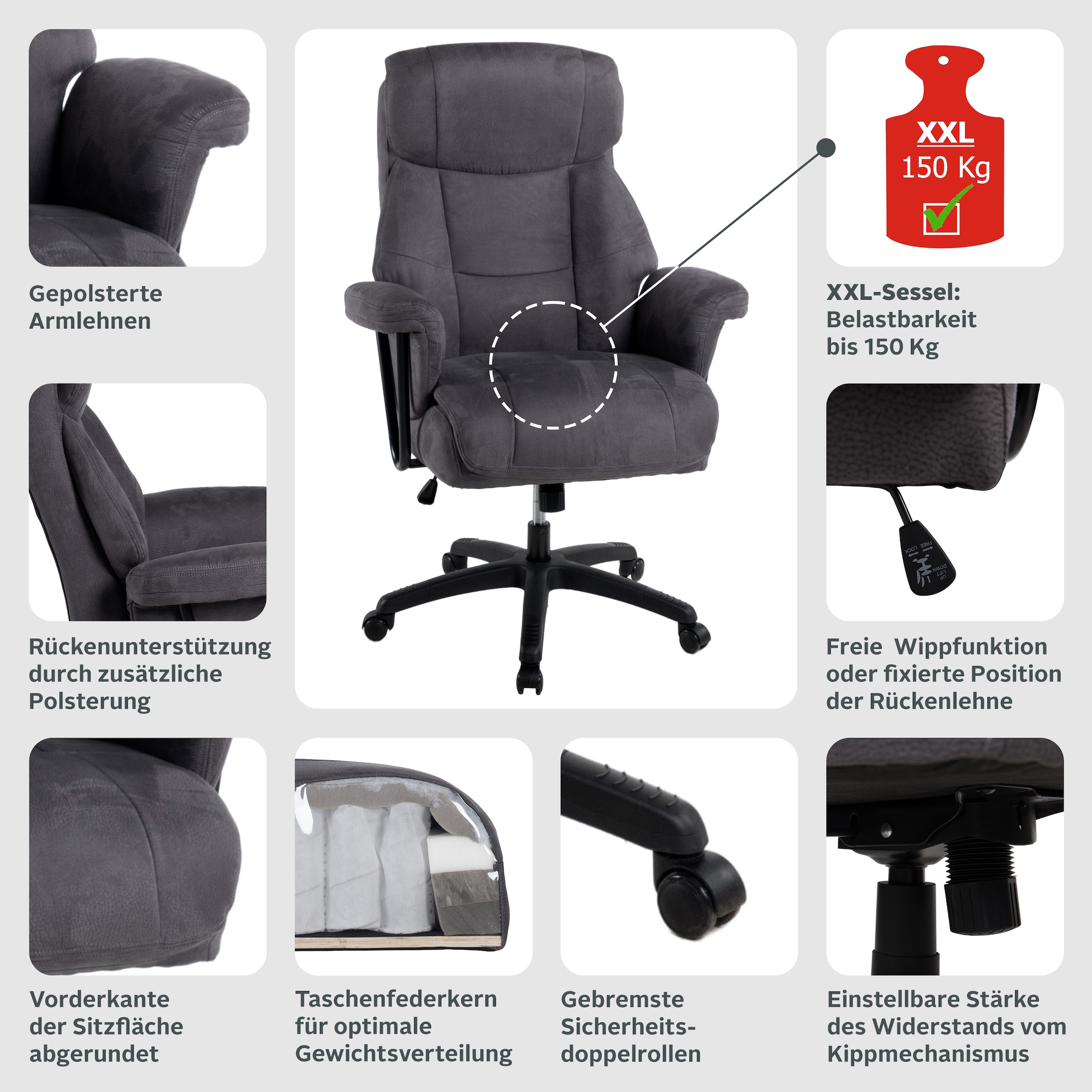 Duo Collection Fauteuil de direction »Mauro XXL« () capacité de charge jusqu'à 150 kg