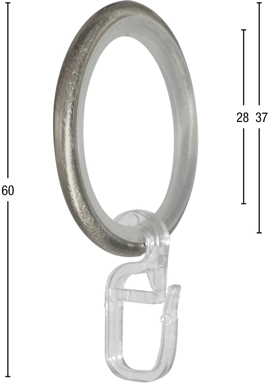 GARESA Anneau pour rideaux »Ring mit Haken« für Durchmesser bis 20mm, einfache Montage