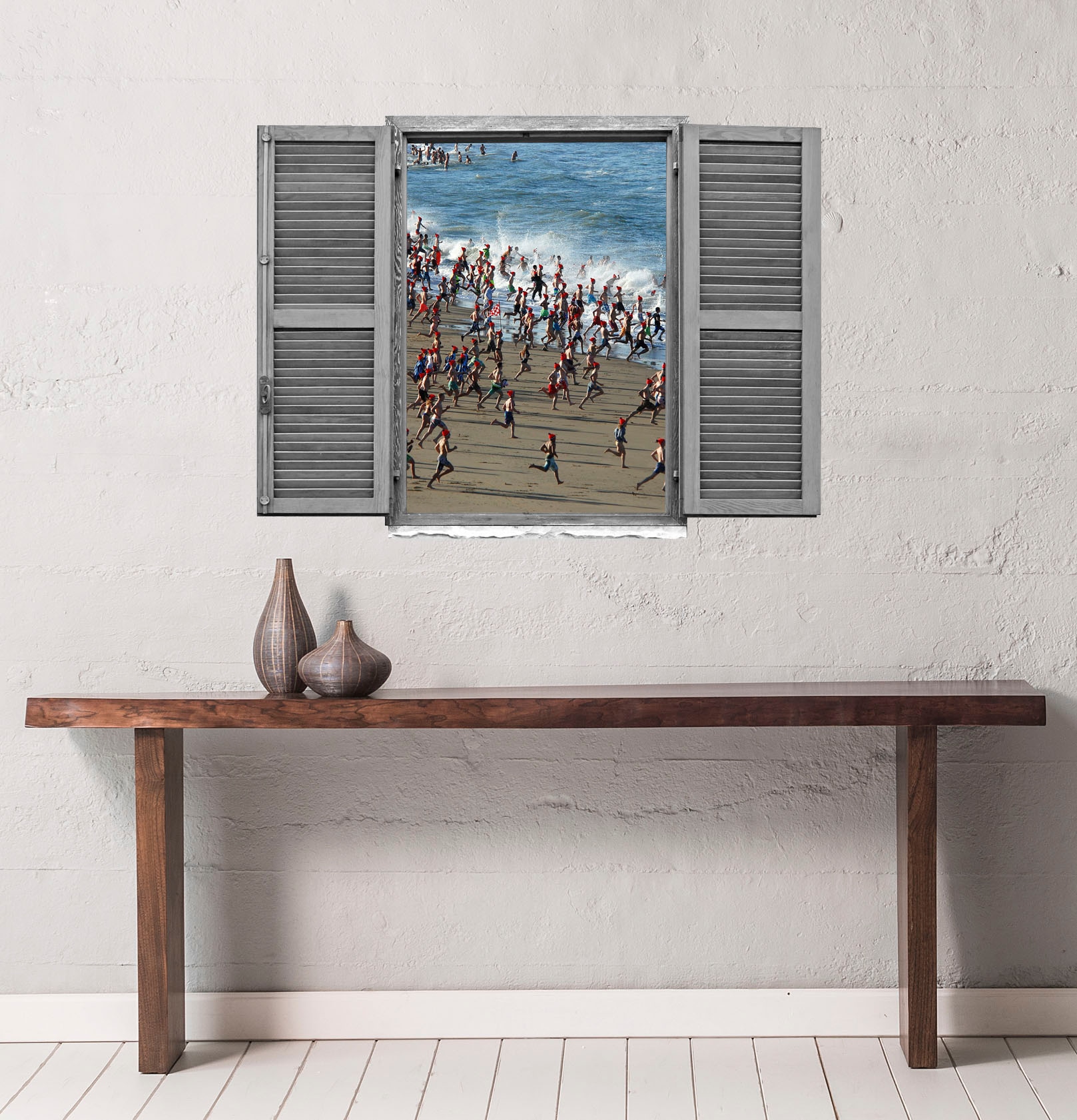 queence Autocollant mural »Menschen auf dem Weg ins« Wandsticker, Wandbild, selbstklebend, 3D, Fenster