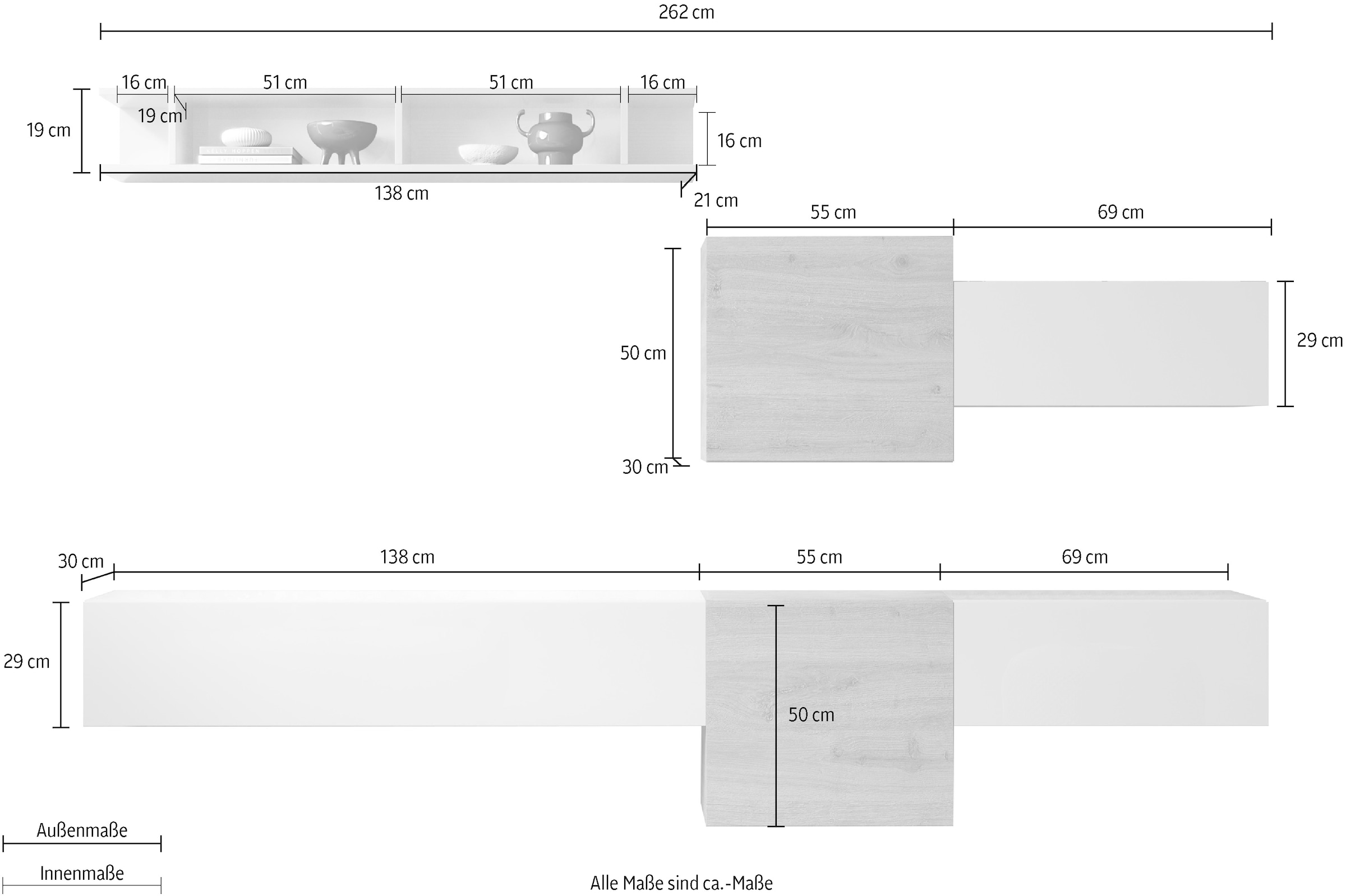 INOSIGN Wohnwand »Infinity, 6tlg. Breite 262 cm, Höhe variabel, Schrankwand, Anbauwand«
