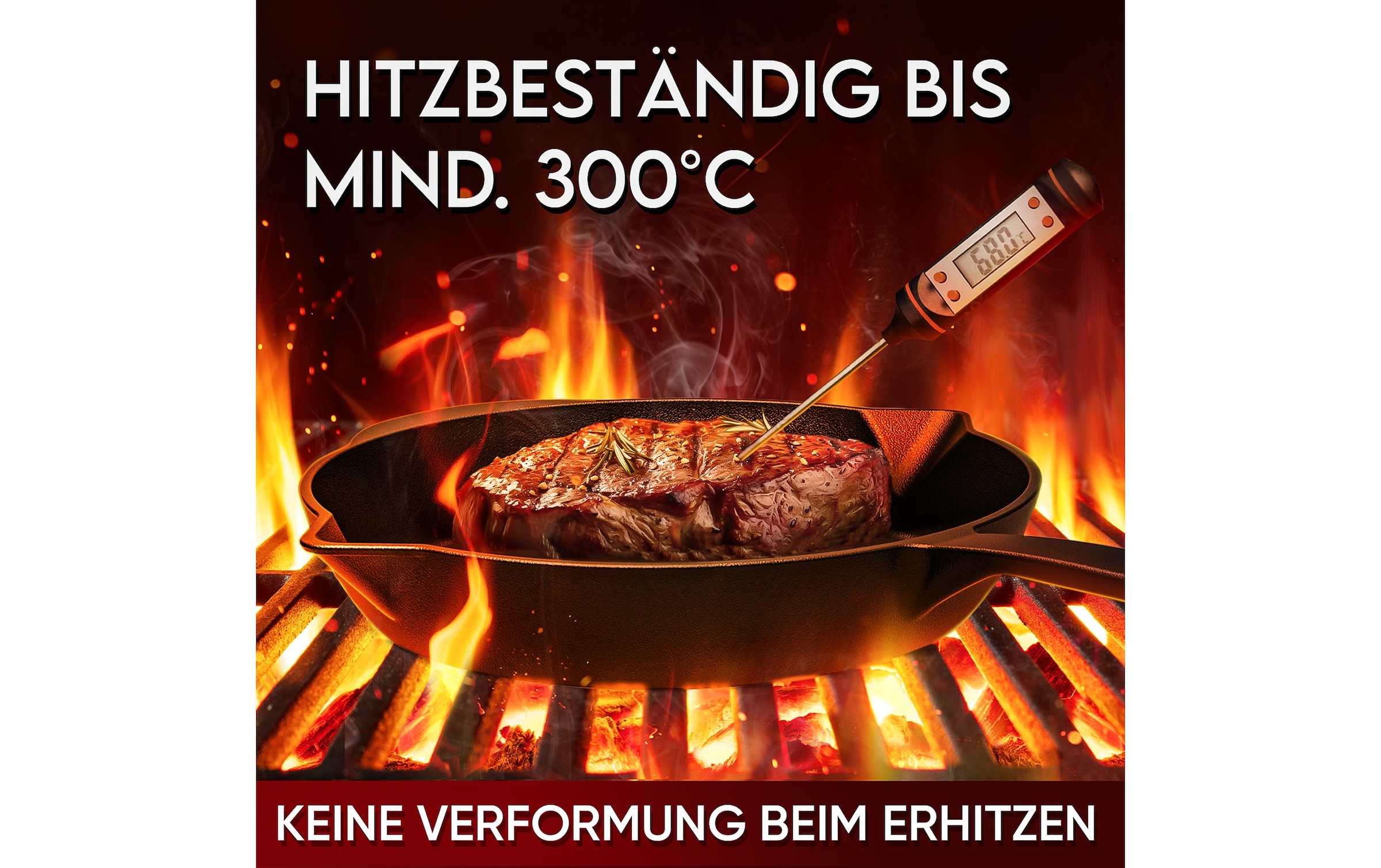   Bratpfanne »Gusskoenig mit Echtleder Griffschutz und Edelstahl Ringreiniger« Gusseisen