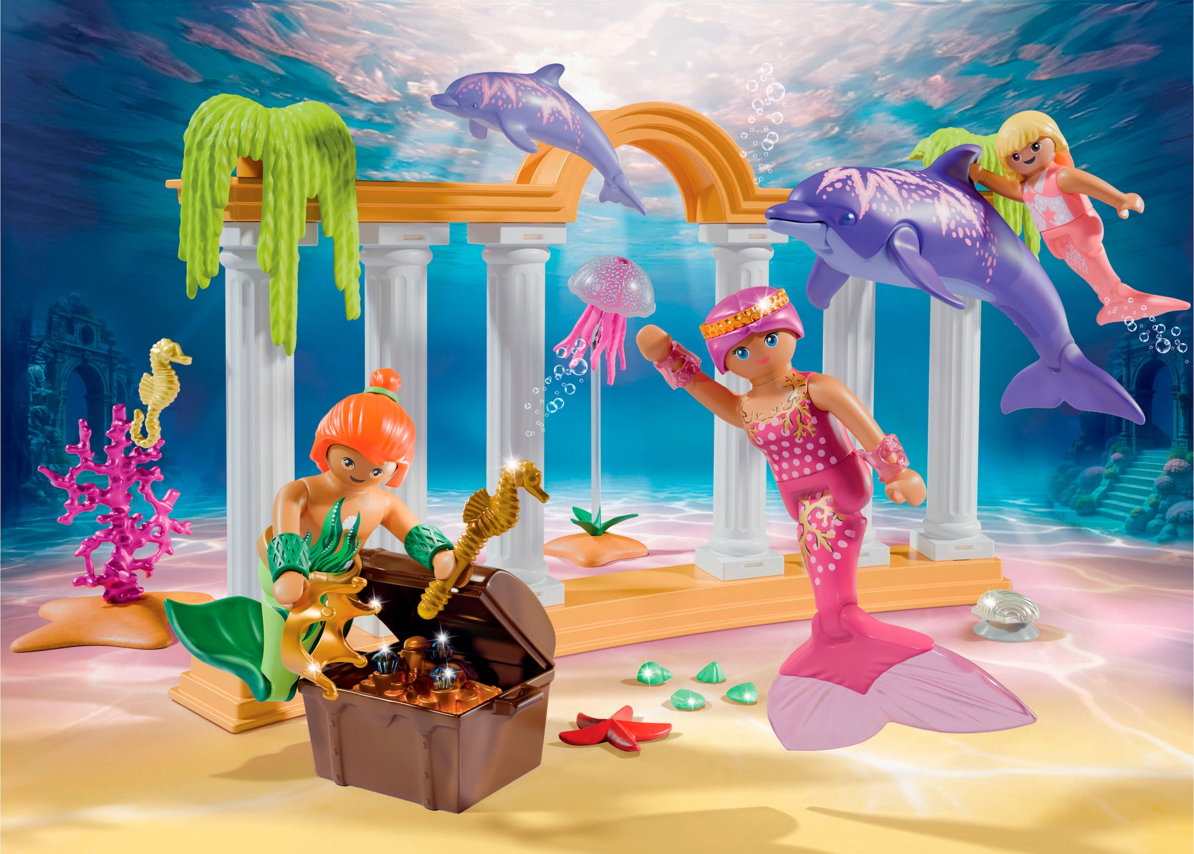 Playmobil® Konstruktions-Spielset »Meerjungfrauen-Schatz mit Delfinen (71861), Princess Magic« Made in Europe