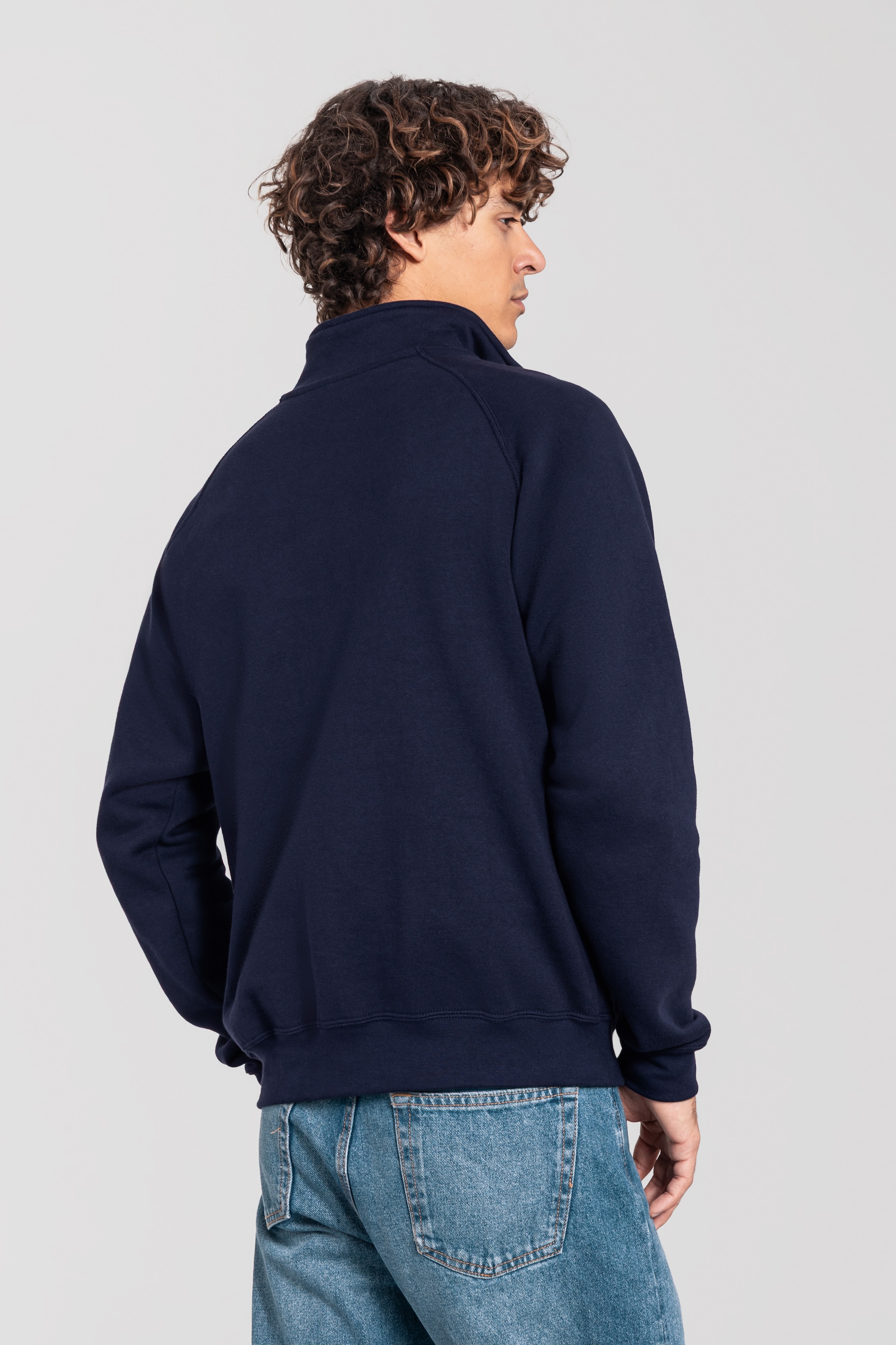 Fruit of the Loom Sweat-shirt »Iconic Premium Zip Neck Sweat«, Aspect chiné, en coton et polyester, longueur normale
