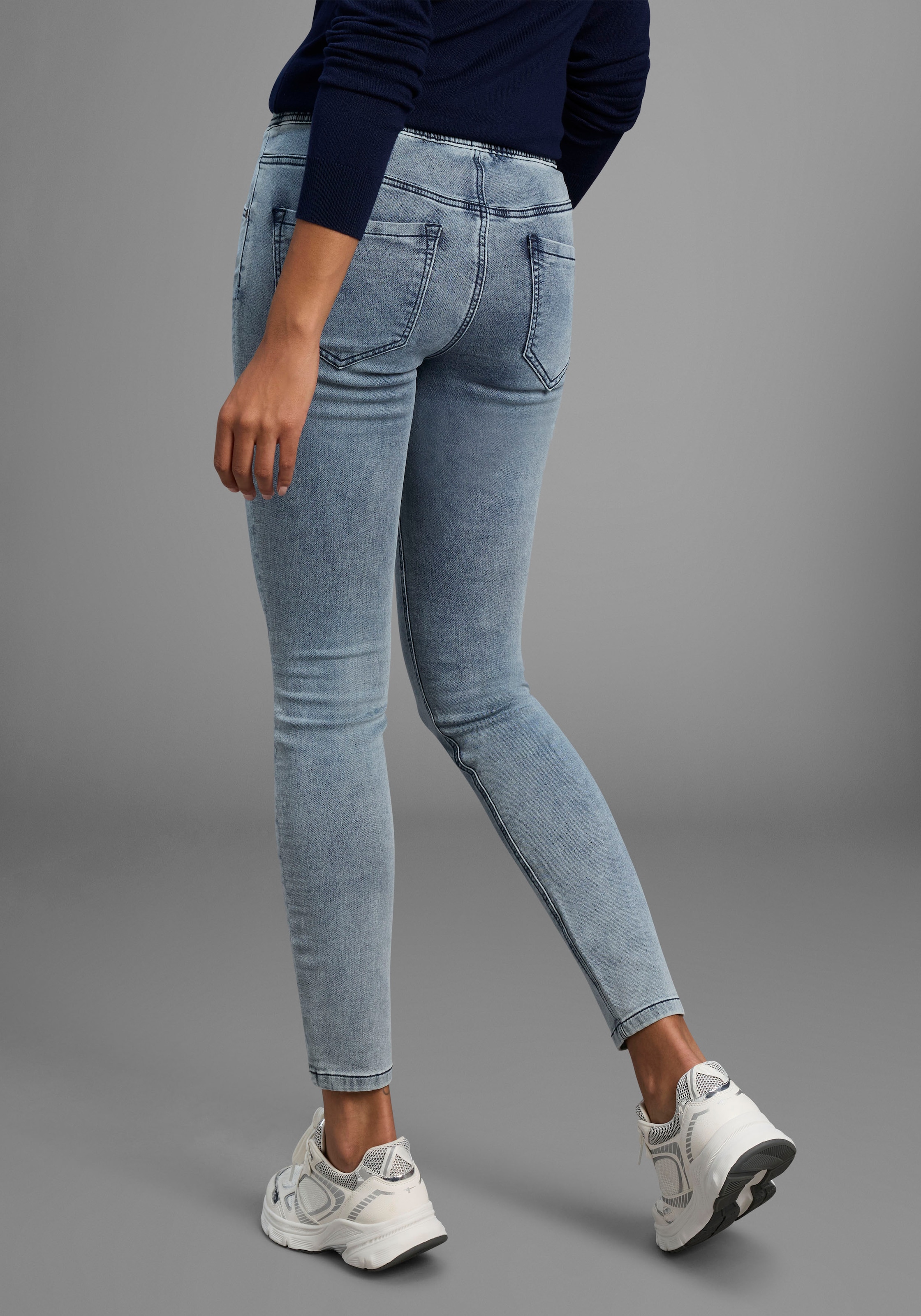 Arizona Jeans stretch weites Bein,  normale Leibhöhe,  knöchellang,  mit Used-Waschung