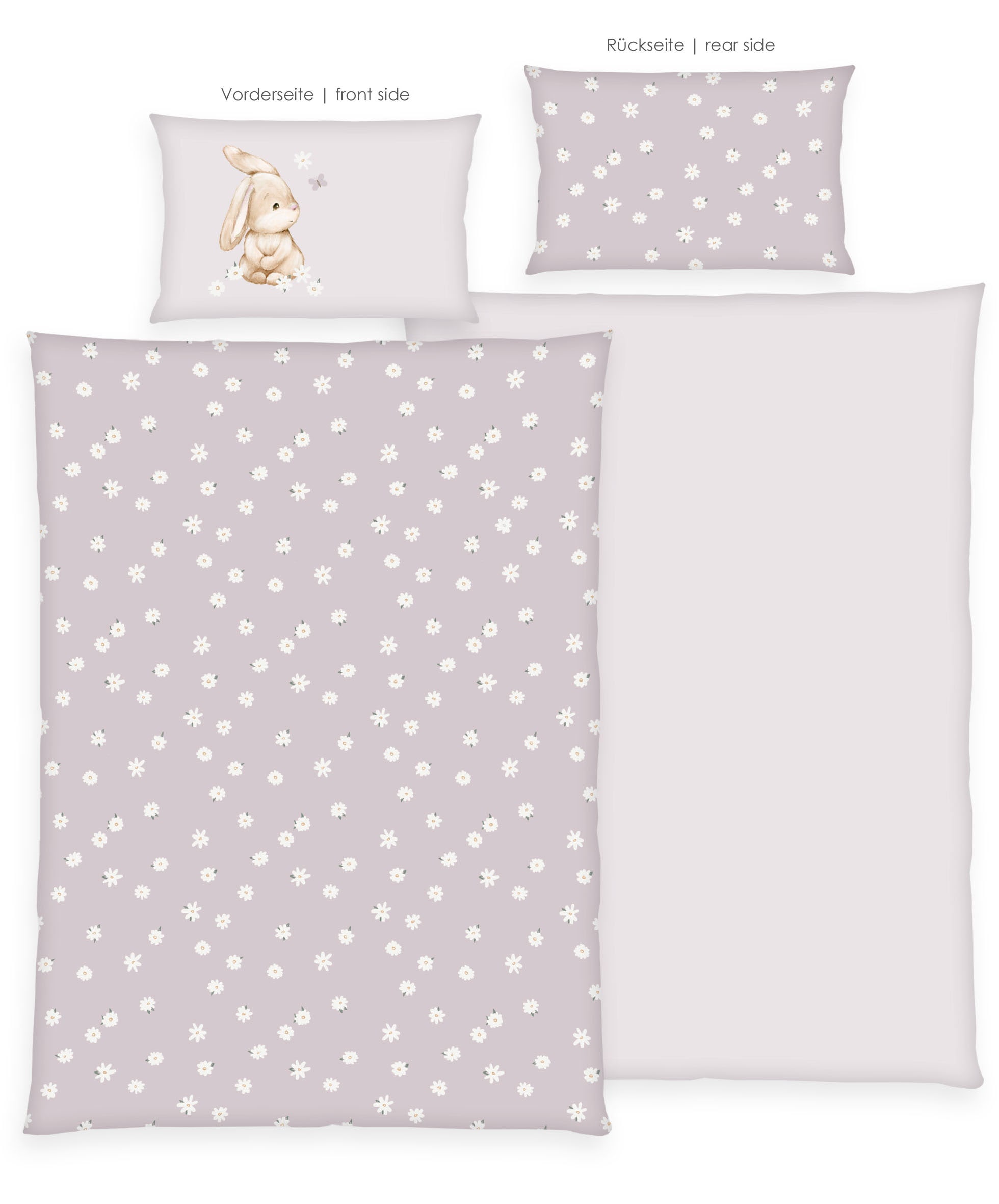 Baby Best Linge de lit pour bébé »BabyBest Flower Bunny« 2 cuis linge de lit en flanelle