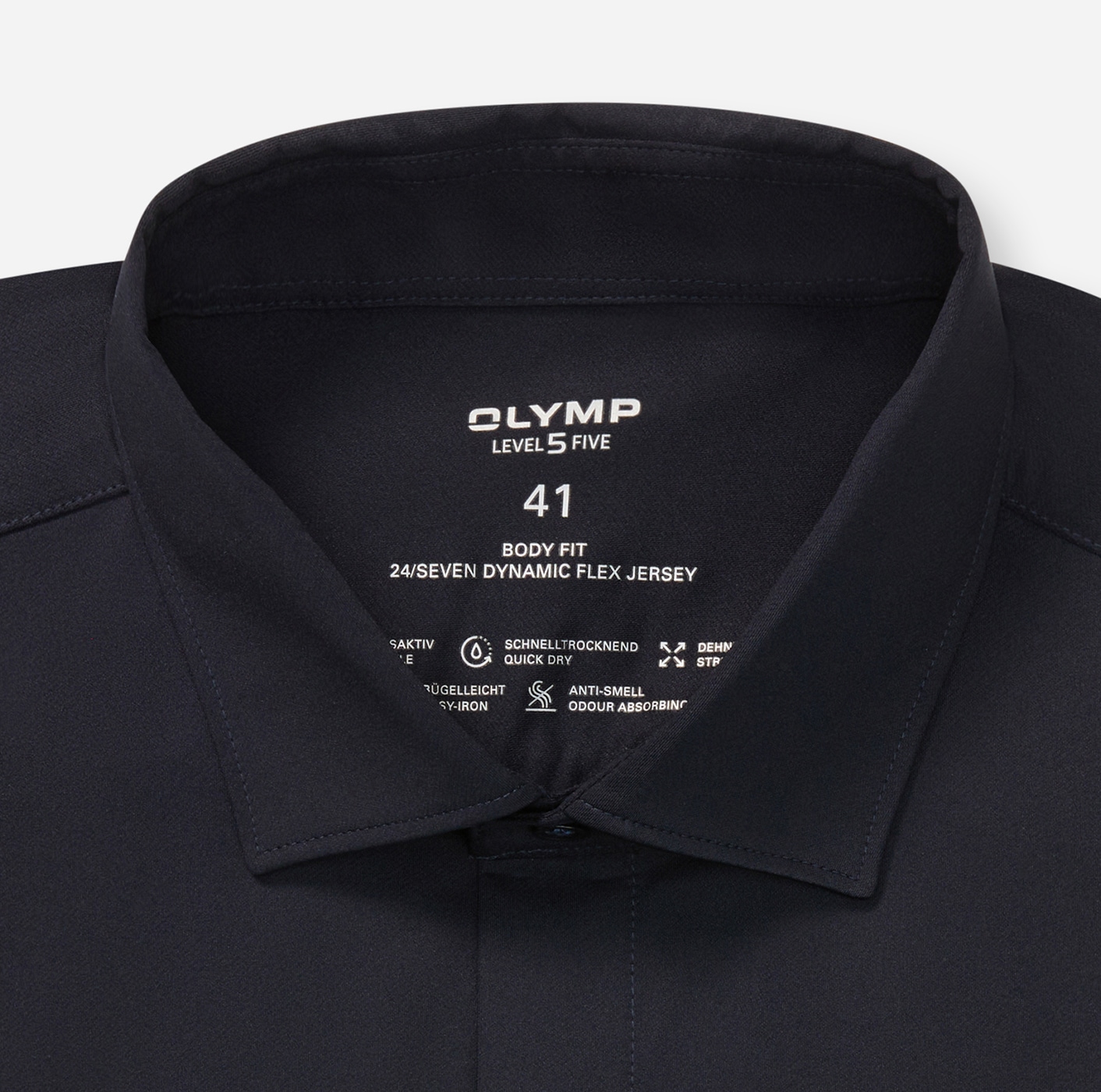 OLYMP Chemise à manches longues »Level Five 24/Seven« Atmungsaktiv, Jersey, sehr dehnbar, body fit, Modern Kentkragen