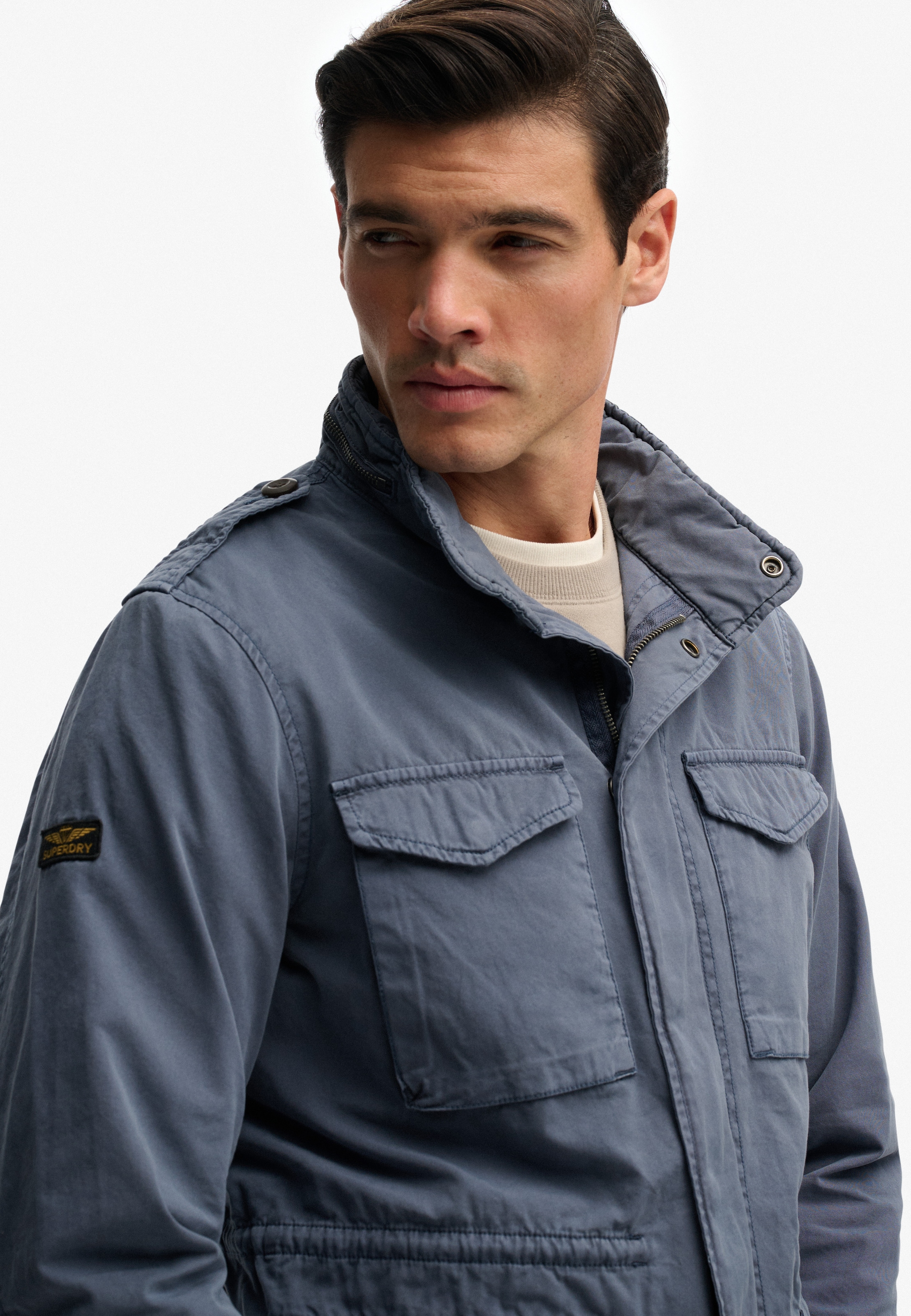 Superdry Parka »COTTON M65 JACKET« sans capuche avec étiquette de marque, en coton, Regular Fit, longueur normale