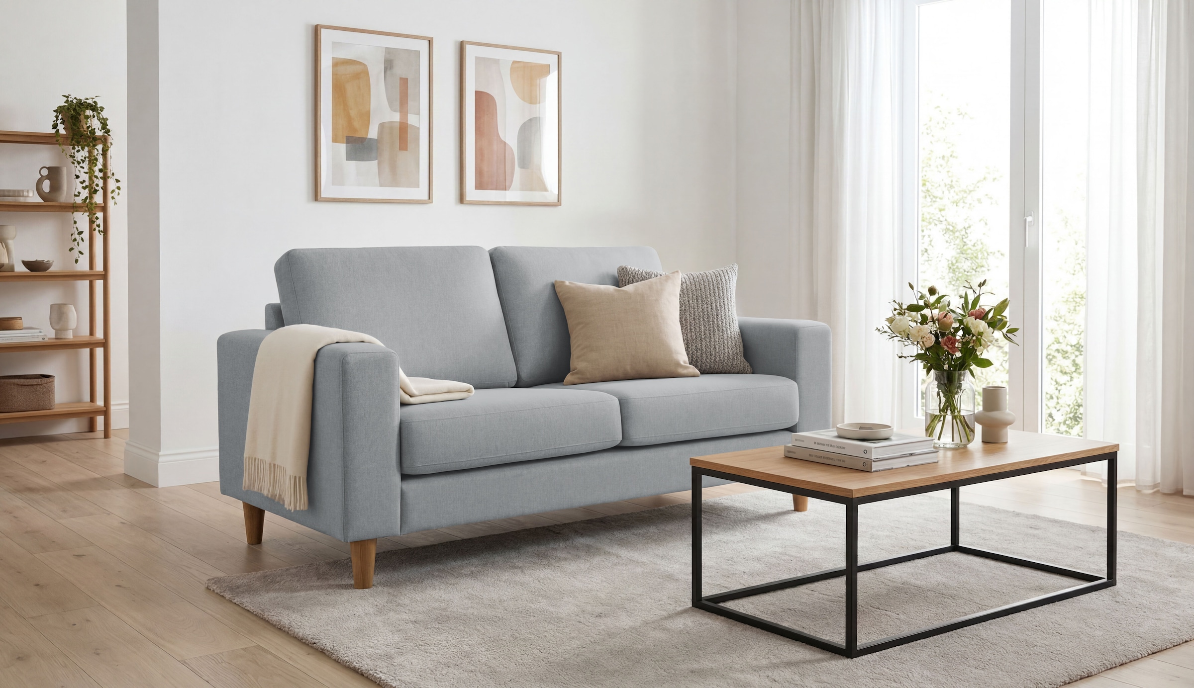 GOODproduct 2-Sitzer »Tvinno« im skandinavischen Stil, mit Massivholzfüssen, Breite 155 cm