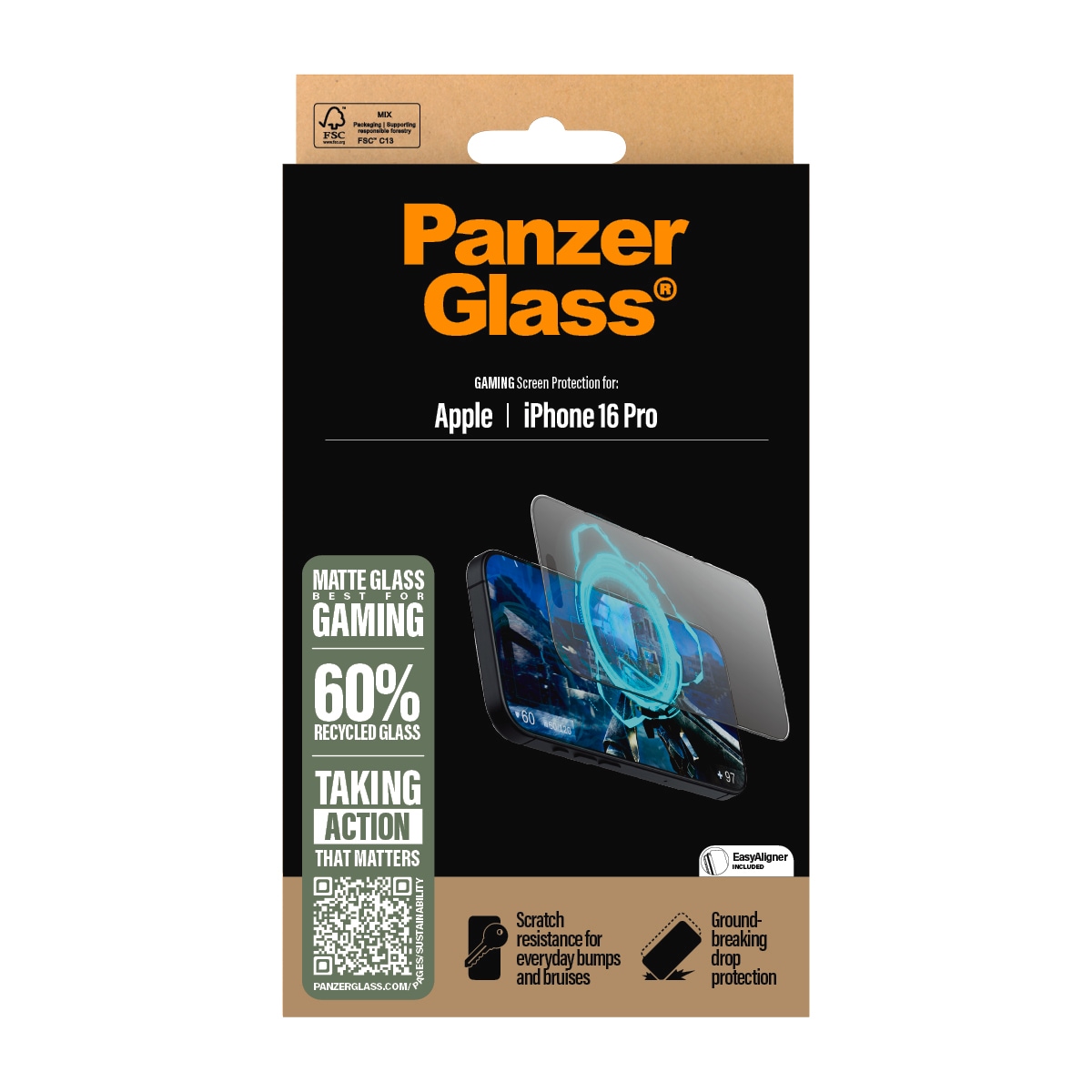 PanzerGlass Displayschutzglas »Gaming Screen Protection« für Apple iPhone 16 Pro Displayschutzfolie, Schutzfolie, Bildschirmschutz, kratz- & stossfest