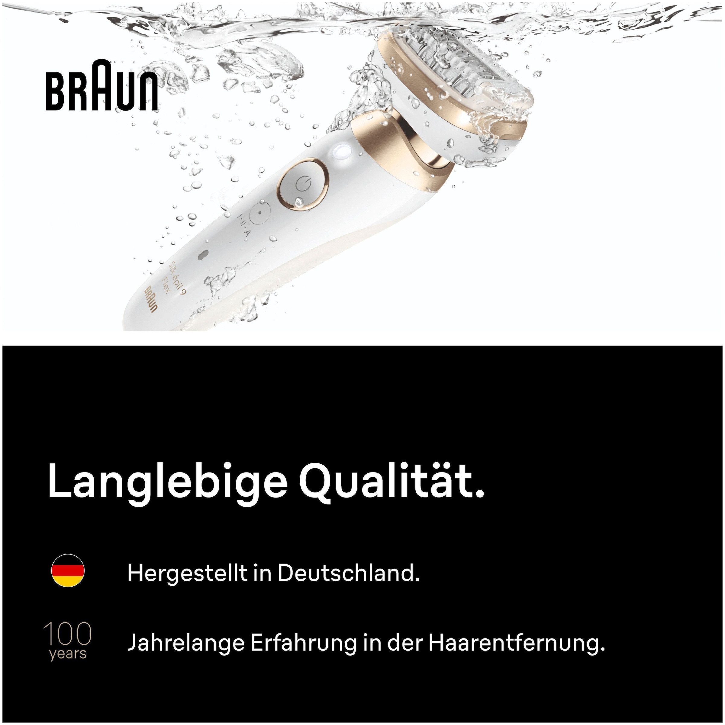 Braun Épilateur »Silk-épil 9 SES9-060 3D« flexibilité 360°, Wet & Dry, SmartLight, tête de rasage, tête de tondeuse