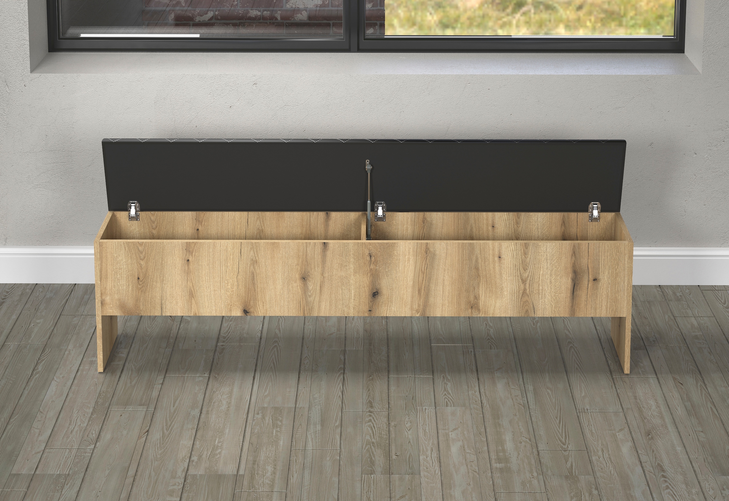 INOSIGN Banc rembourré »Estepona« 1 cuis tlg. banquette-lit rabattable - rembourrage anthracite avec matelassage losanges