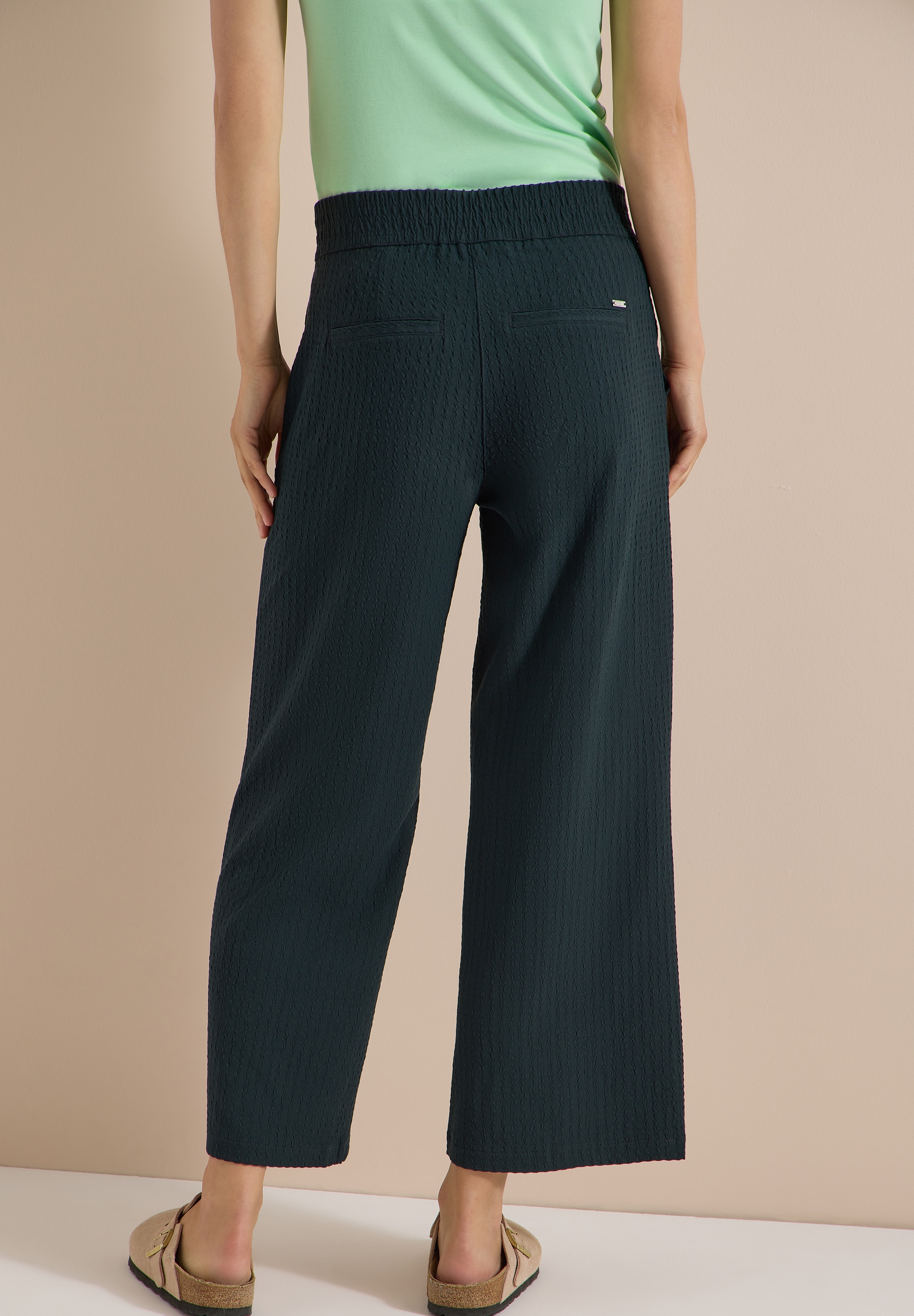 Cecil Pantalon 7/8 »Style Neele«  Qualité seersucker, ceinture élastique, jambe large
