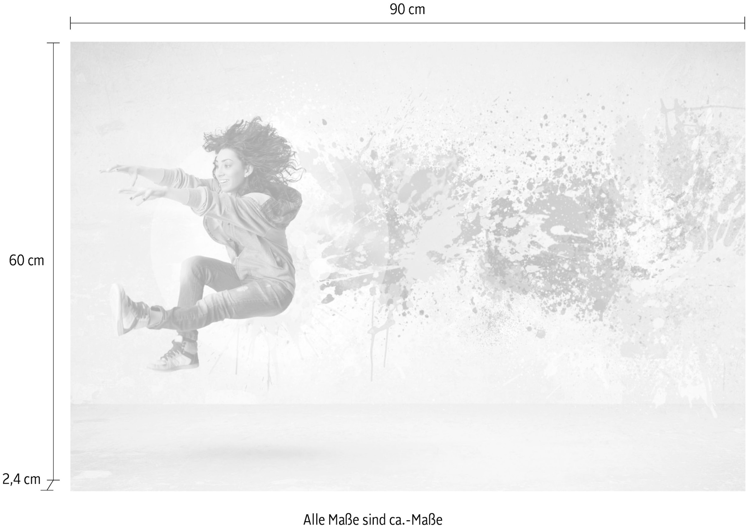 queence Tableau en verre acrylique »springende Frau«